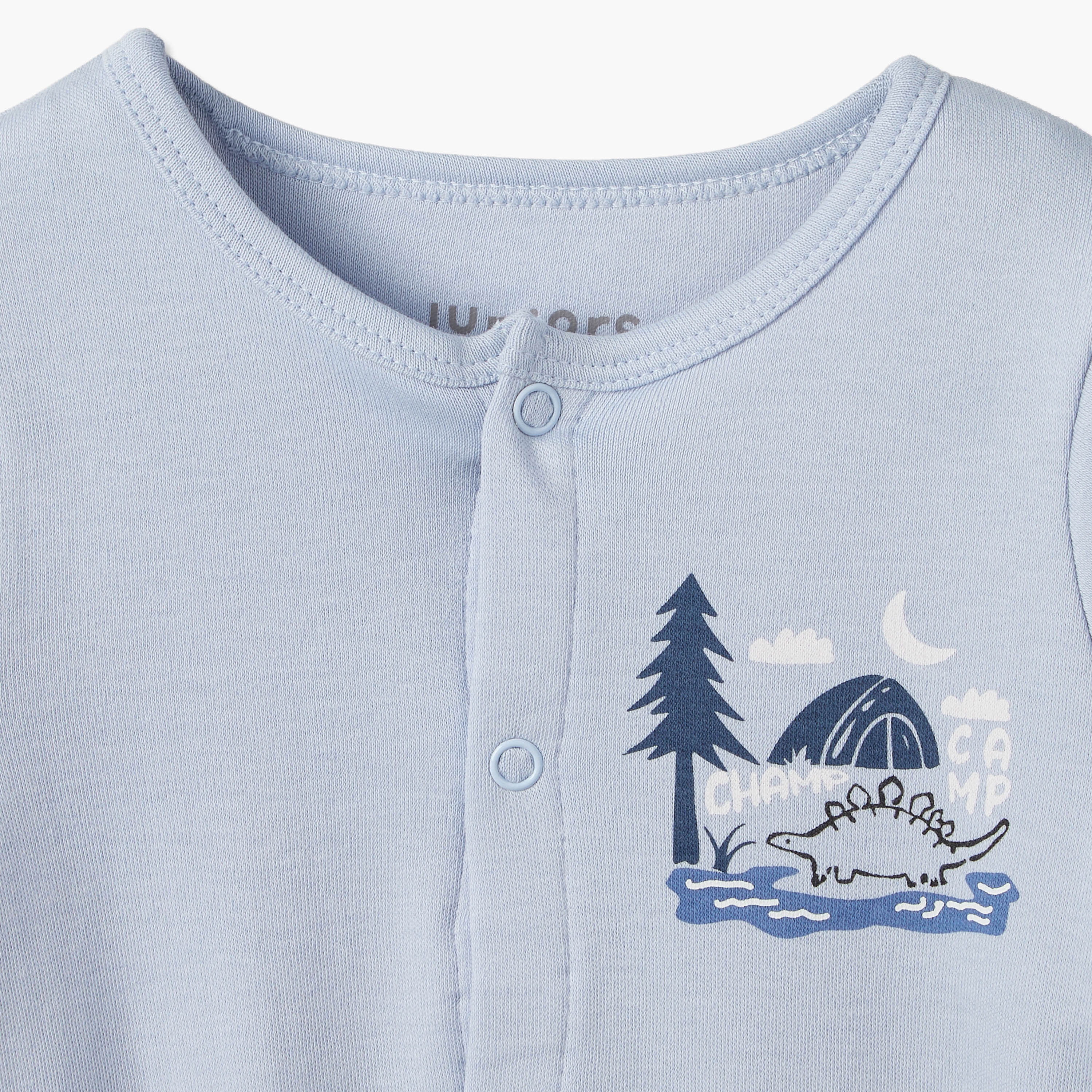 Set of 2 Juniors Round Neck Sleepsuit and Romper with Dinosaur Print-baby-boys-clothing-nightwear-sleepsuits-image-3