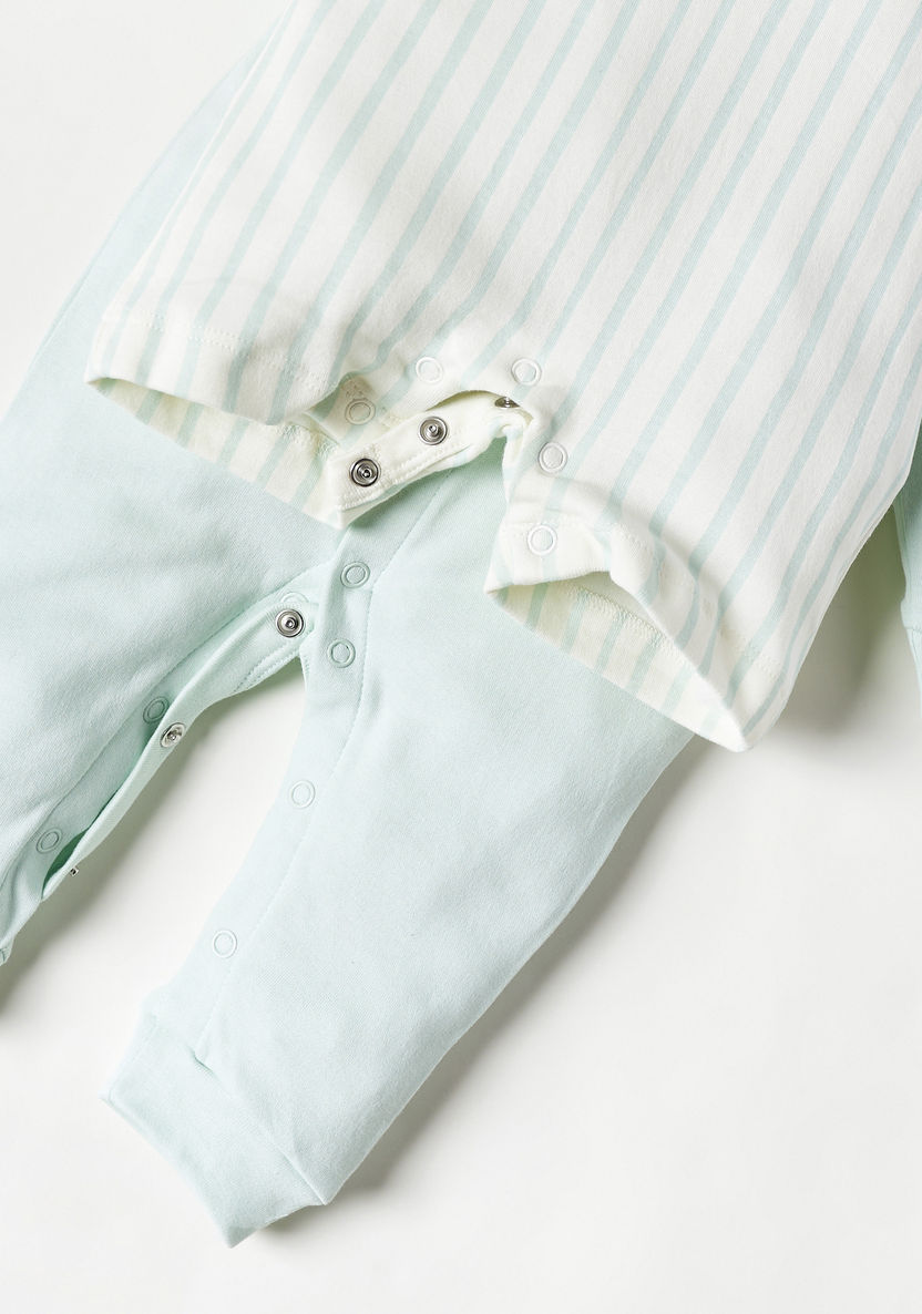 Juniors Printed Romper with Long Sleeves - Set of 2-Sleepsuits-image-2