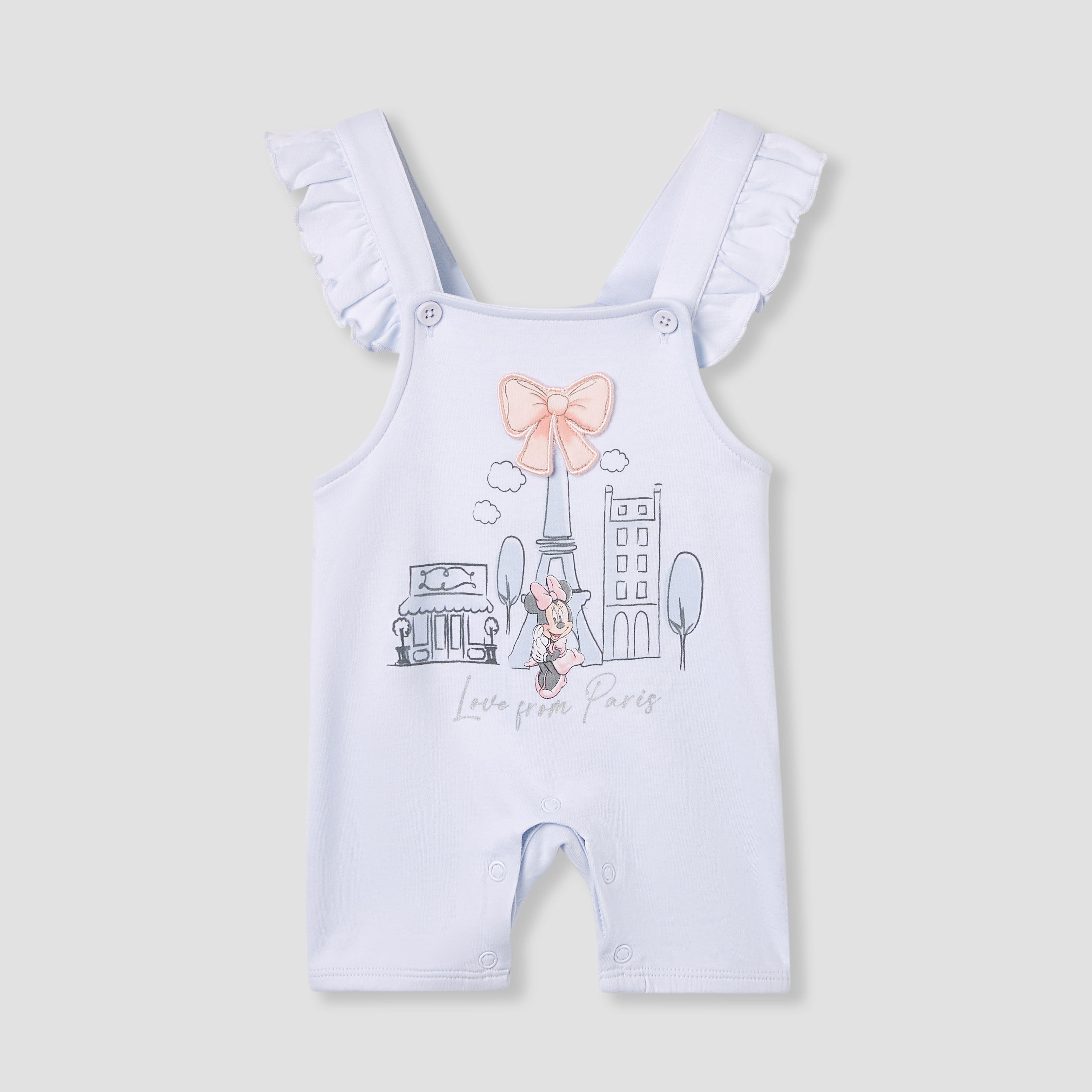 Disney Minnie Mouse Print Dungaree and Solid Top Set-baby-girls-clothing-rompers-image-2