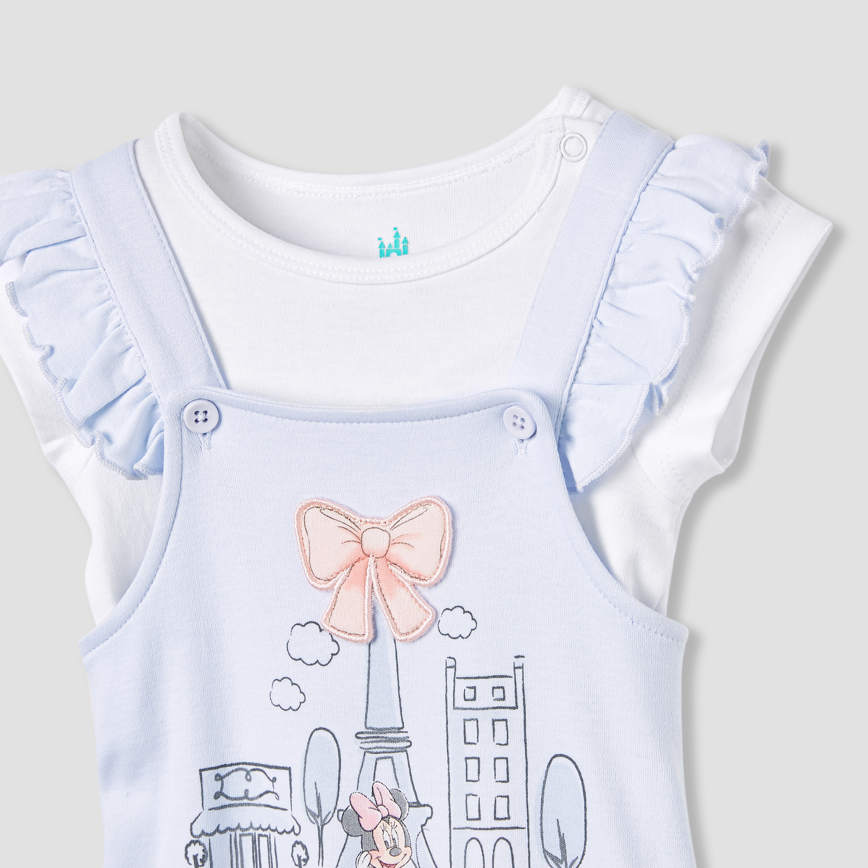 Disney Minnie Mouse Print Dungaree and Solid Top Set-baby-girls-clothing-rompers-image-4