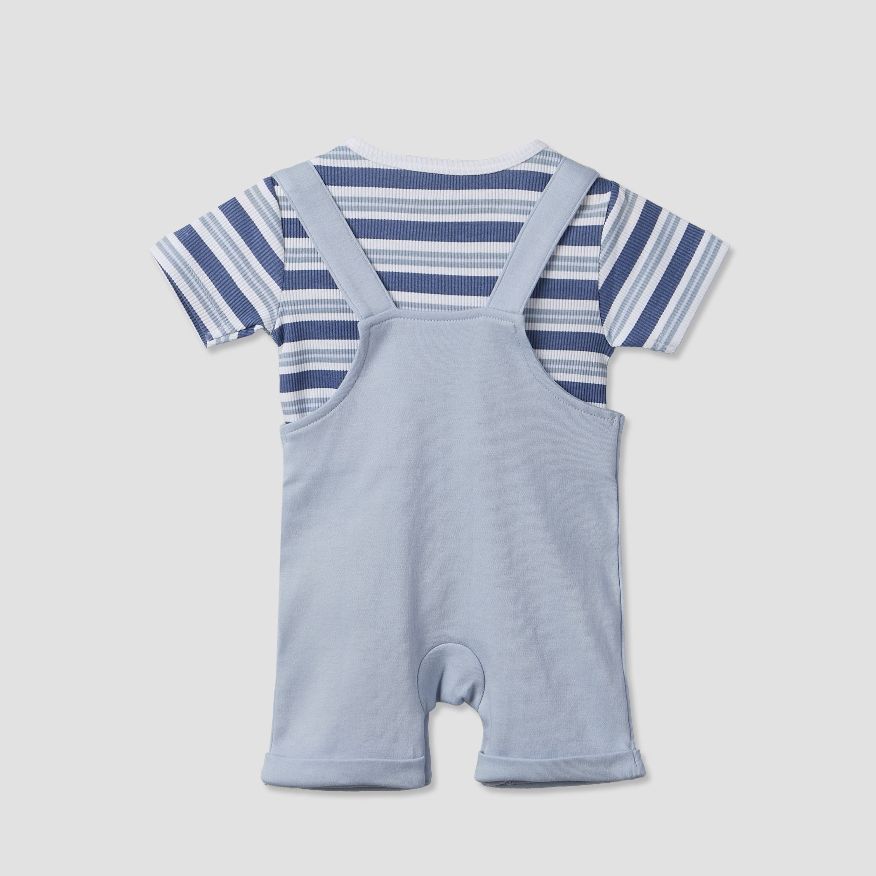 طقم دنغري وتيشيرت بياقة مستديرة وأكمام قصيرة بطبعات ديناصورات من جونيورز.-baby-boys-clothing-setsandcoords-image-2