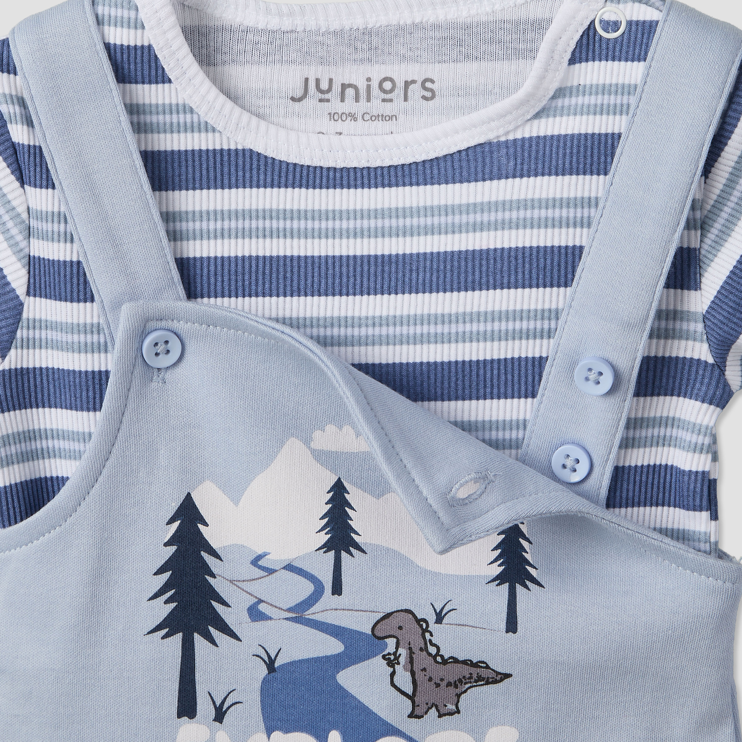 طقم دنغري وتيشيرت بياقة مستديرة وأكمام قصيرة بطبعات ديناصورات من جونيورز.-baby-boys-clothing-setsandcoords-image-5