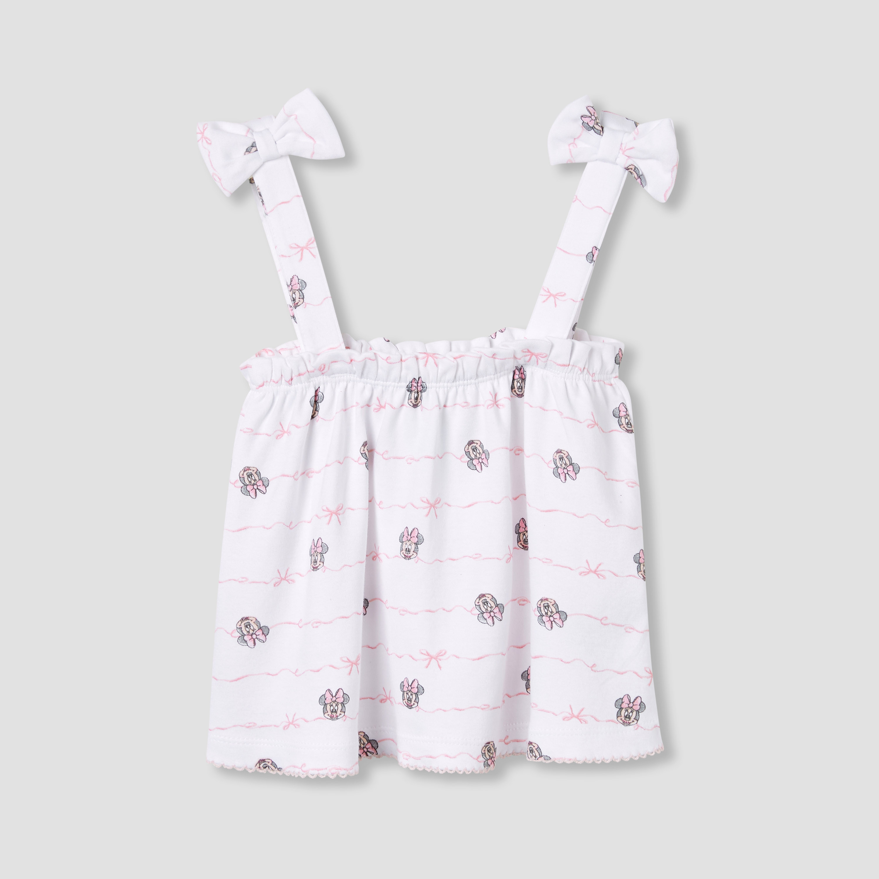 Disney Minnie Mouse Print Dungaree Dress and T-shirt Set-baby-girls-clothing-rompers-image-2