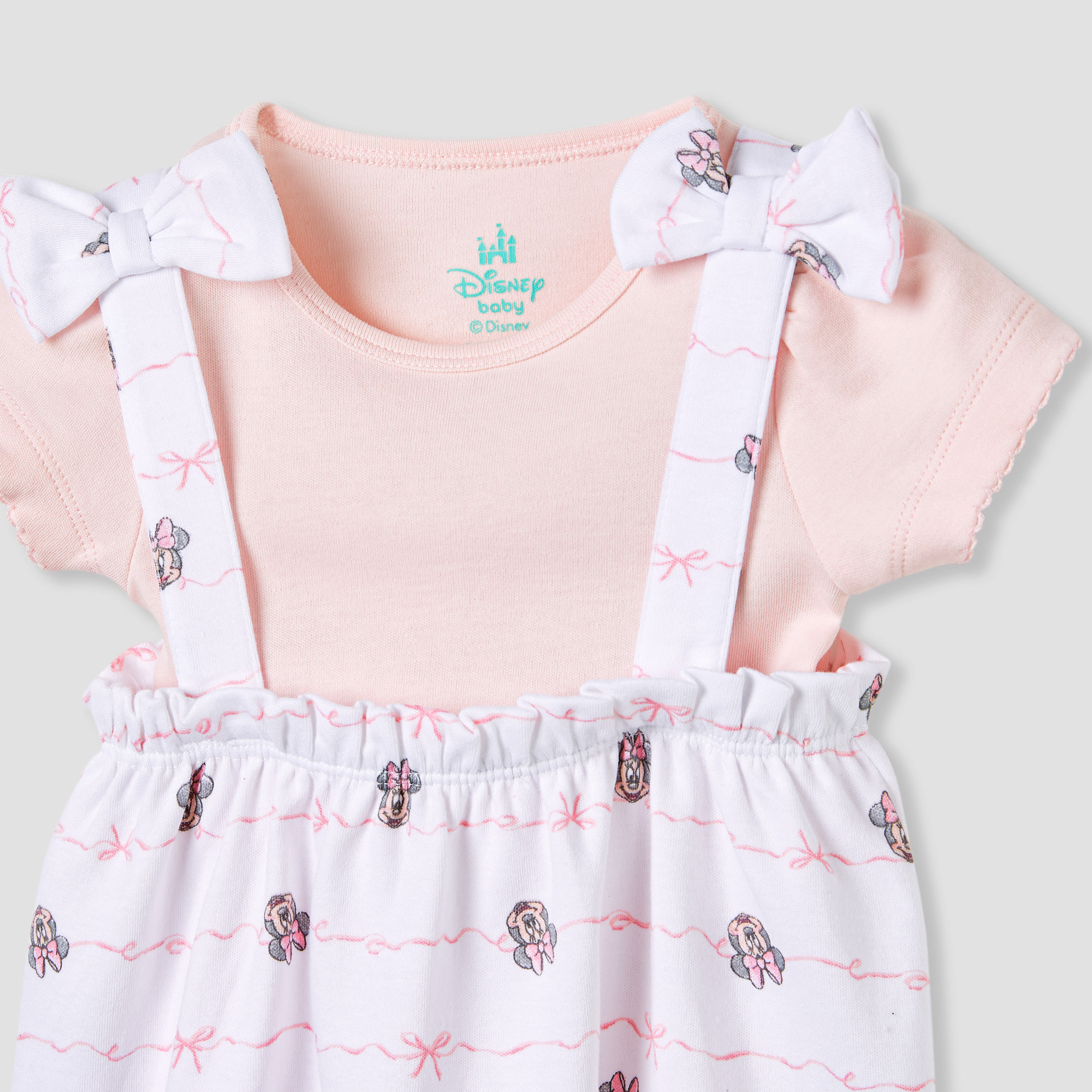 Disney Minnie Mouse Print Dungaree Dress and T-shirt Set-baby-girls-clothing-rompers-image-4