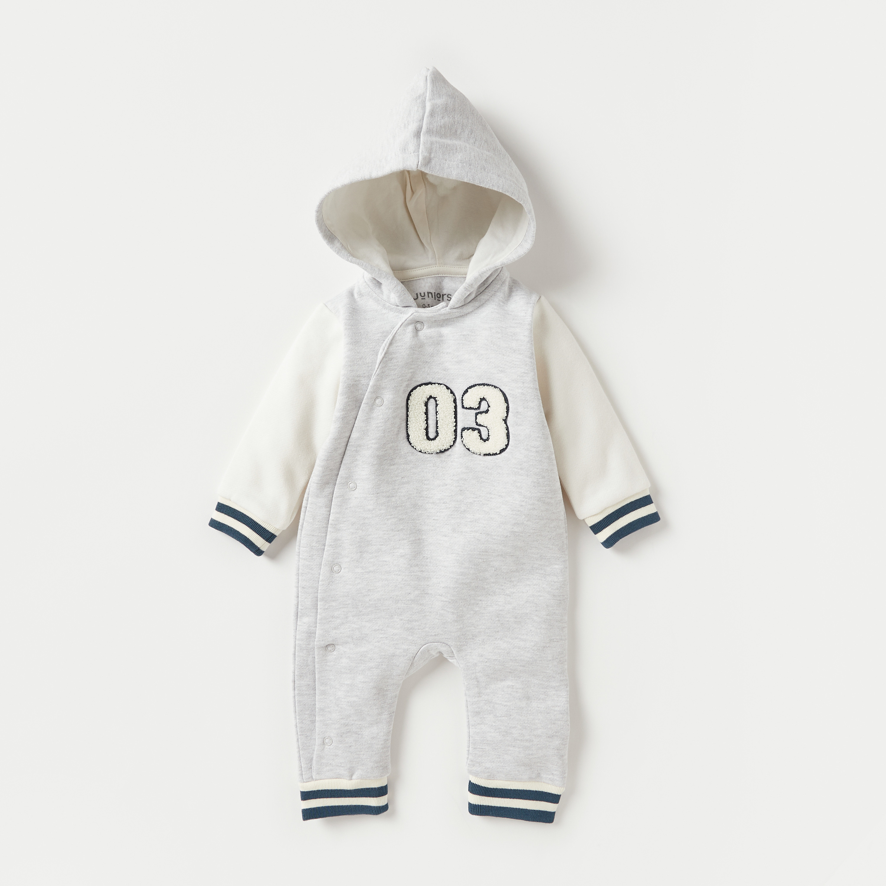 Juniors Applique Detail Sleepsuit with Hood and Long Sleeves-baby-boys-clothing-nightwear-sleepsuits-image-1