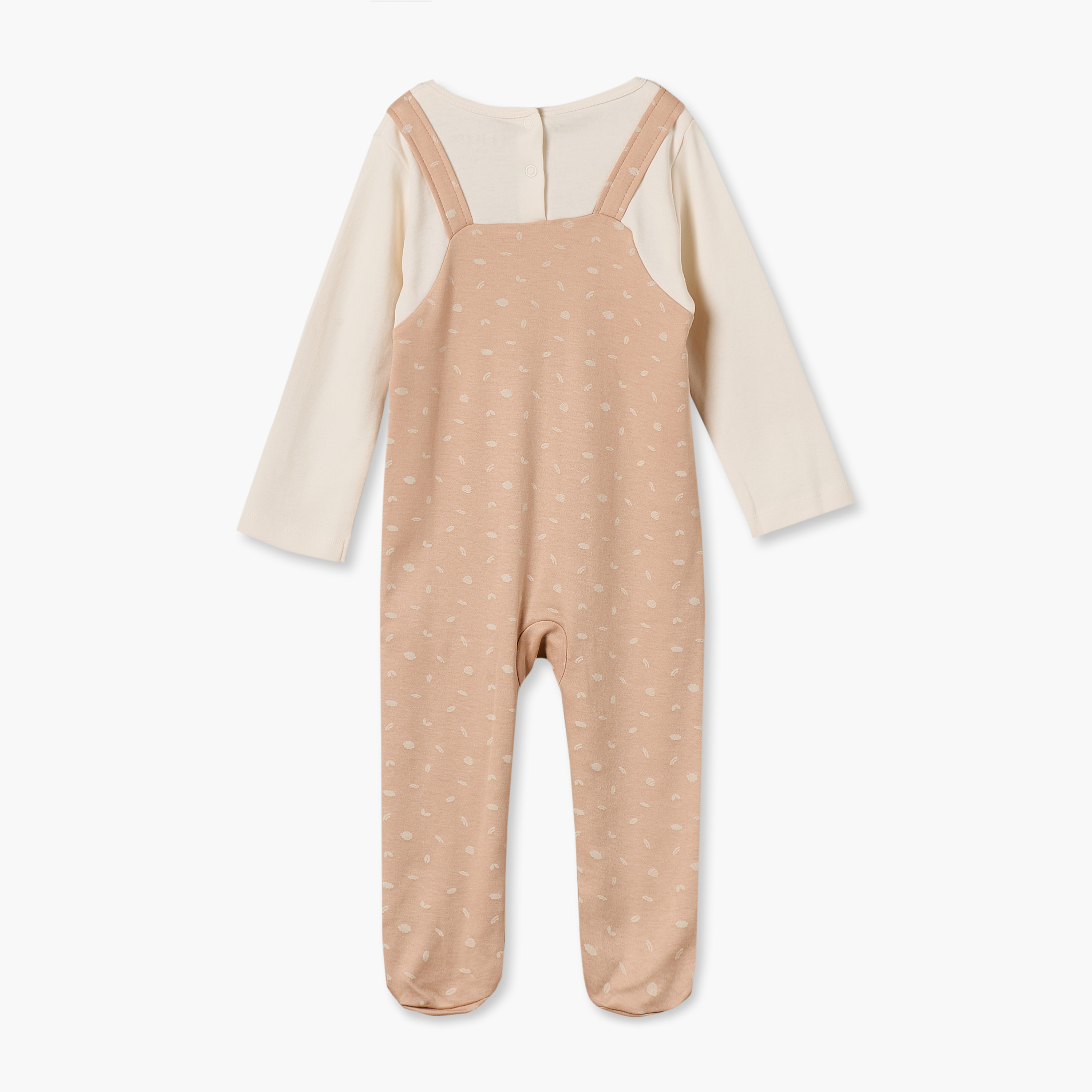 بدلة نوم قطن بياقة مستديرة وأكمام طويلة بطبعة أوراق شجر من جونيورز-baby-boys-clothing-nightwear-sleepsuits-image-2