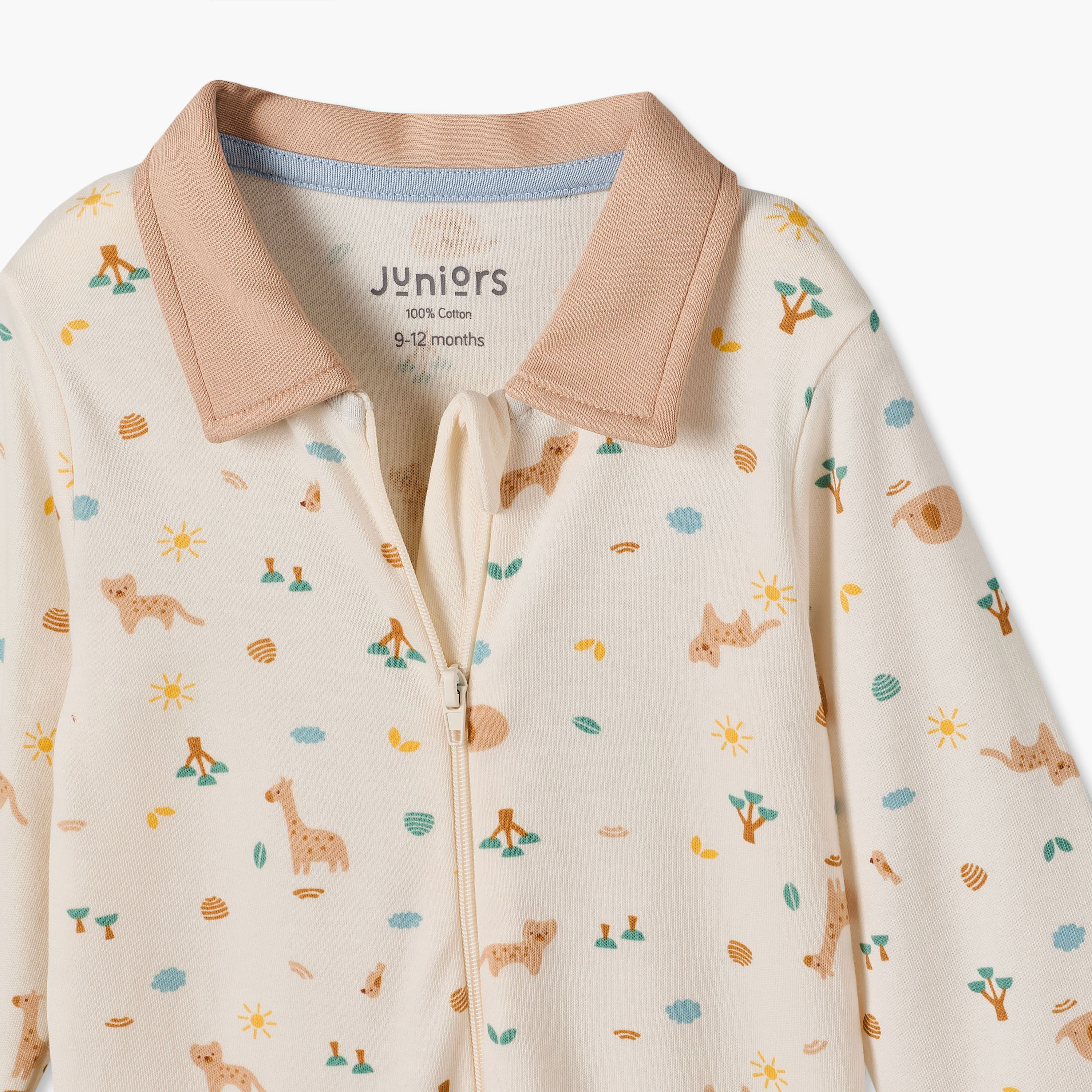 بدلة نوم قطن بأكمام طويلة وياقة عادية من جونيورز-baby-boys-clothing-nightwear-sleepsuits-image-3
