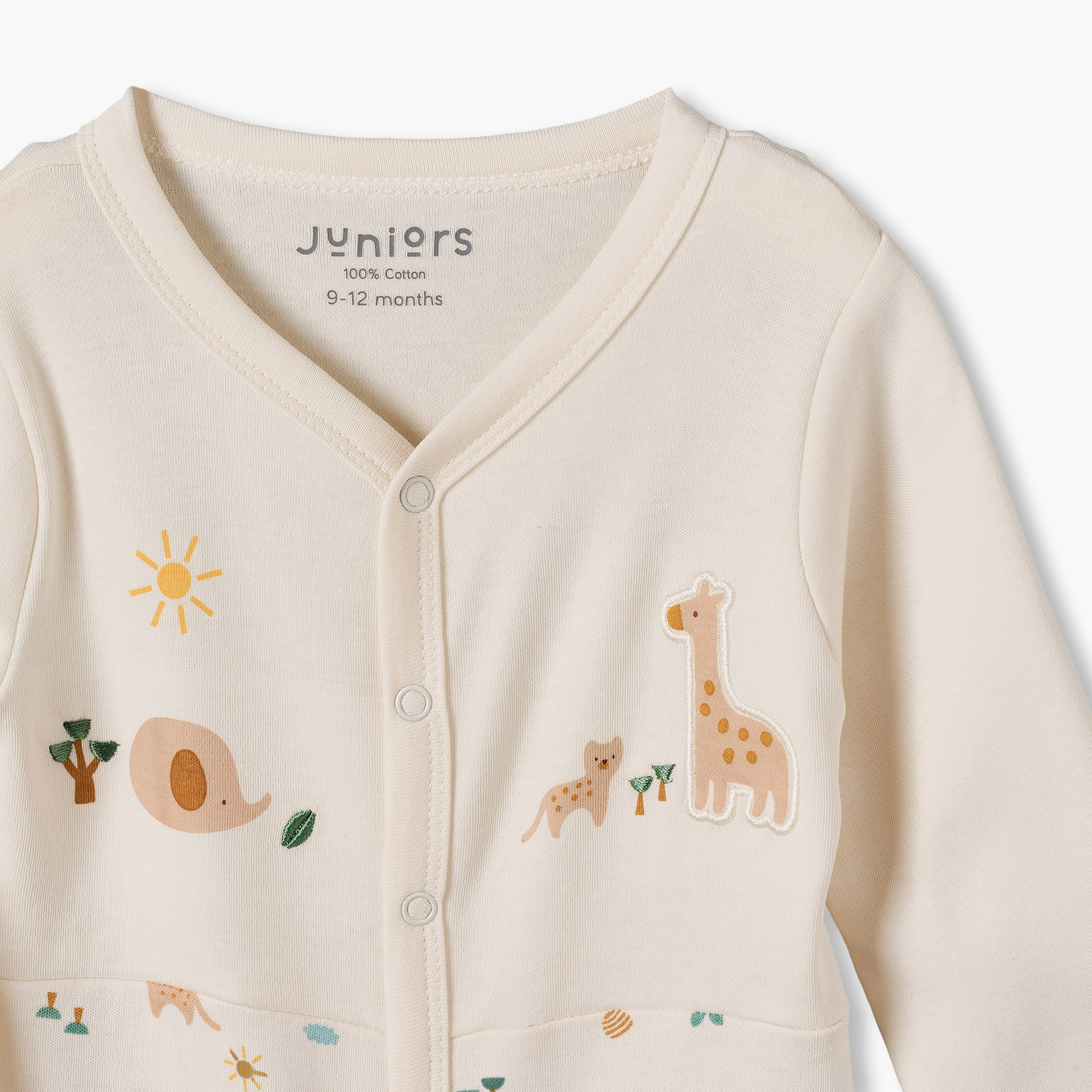 بدلة نوم قطن بياقة V وأكمام طويلة وطبعات من جونيورز-baby-boys-clothing-nightwear-sleepsuits-image-4