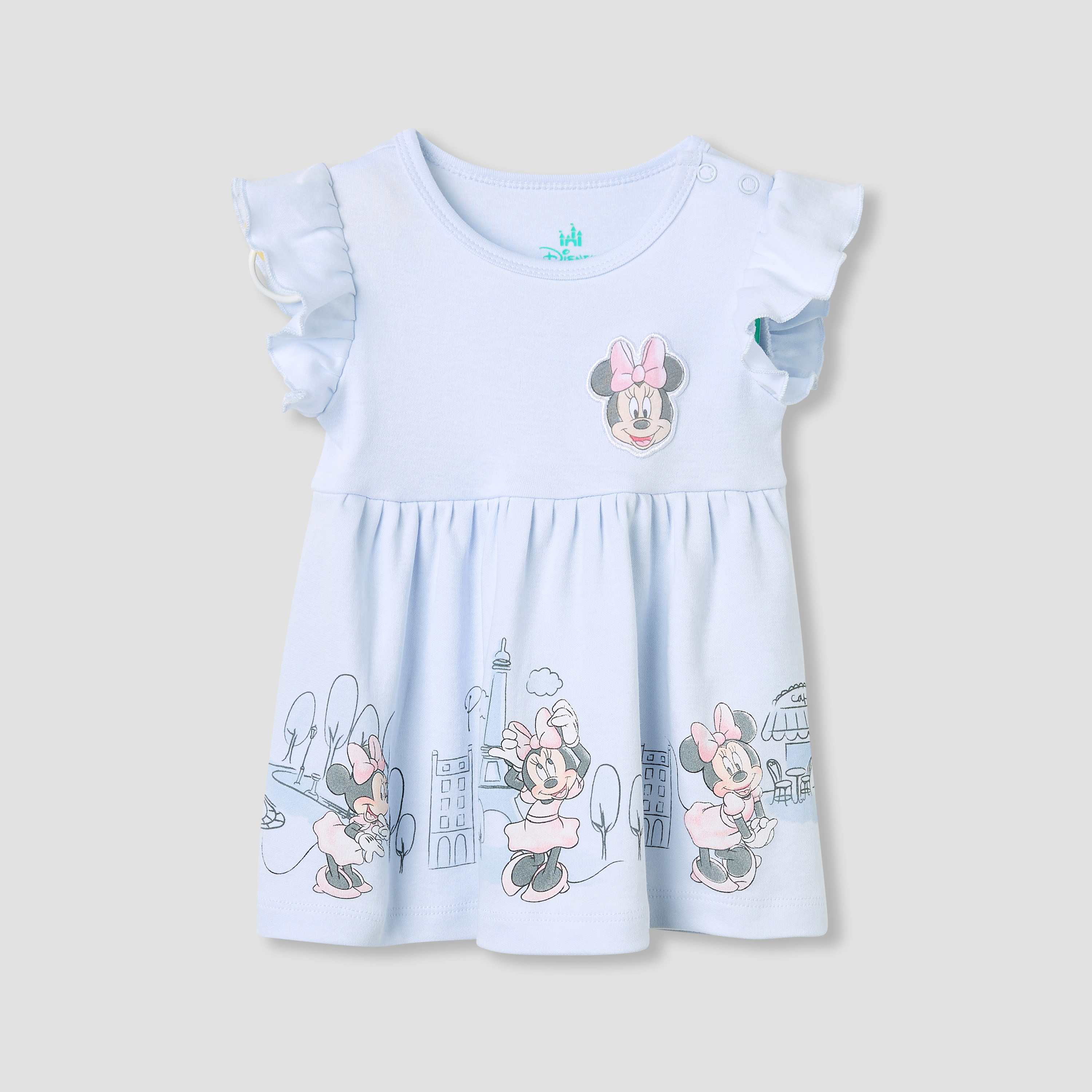 Disney Minnie Mouse Print Cap Sleeves Dress-baby-girls-clothing-dressesandjumpsuits-image-1