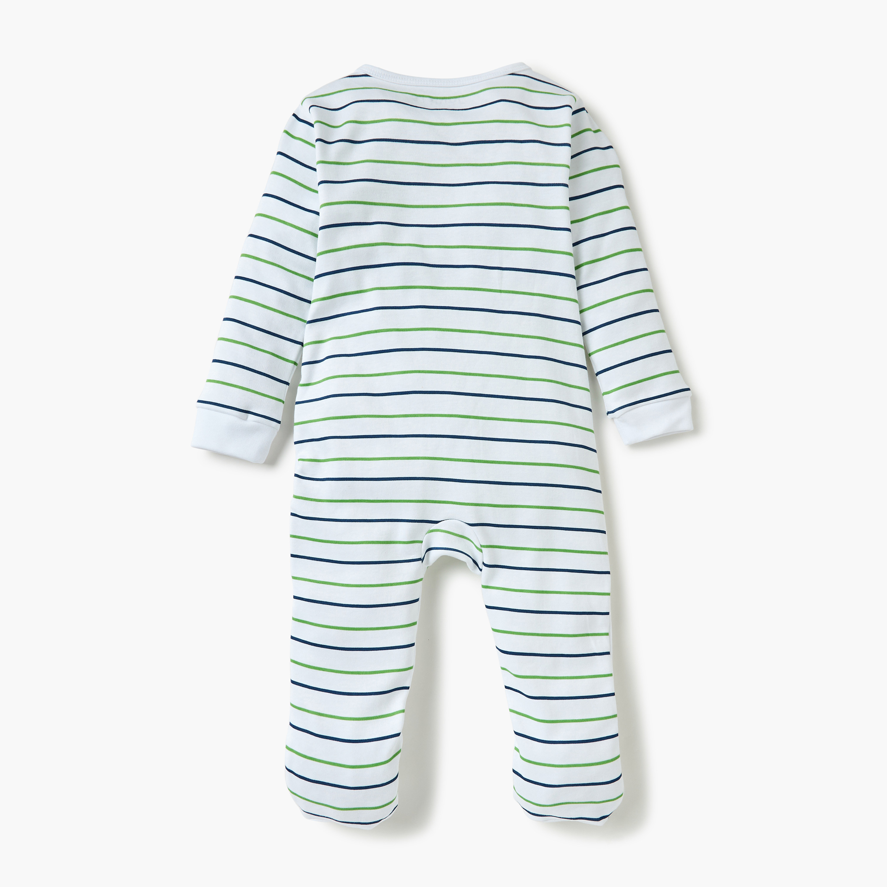 Juniors Dinosaur Print Sleepsuit with Long Sleeves and Button Closure-baby-boys-clothing-nightwear-sleepsuits-image-2