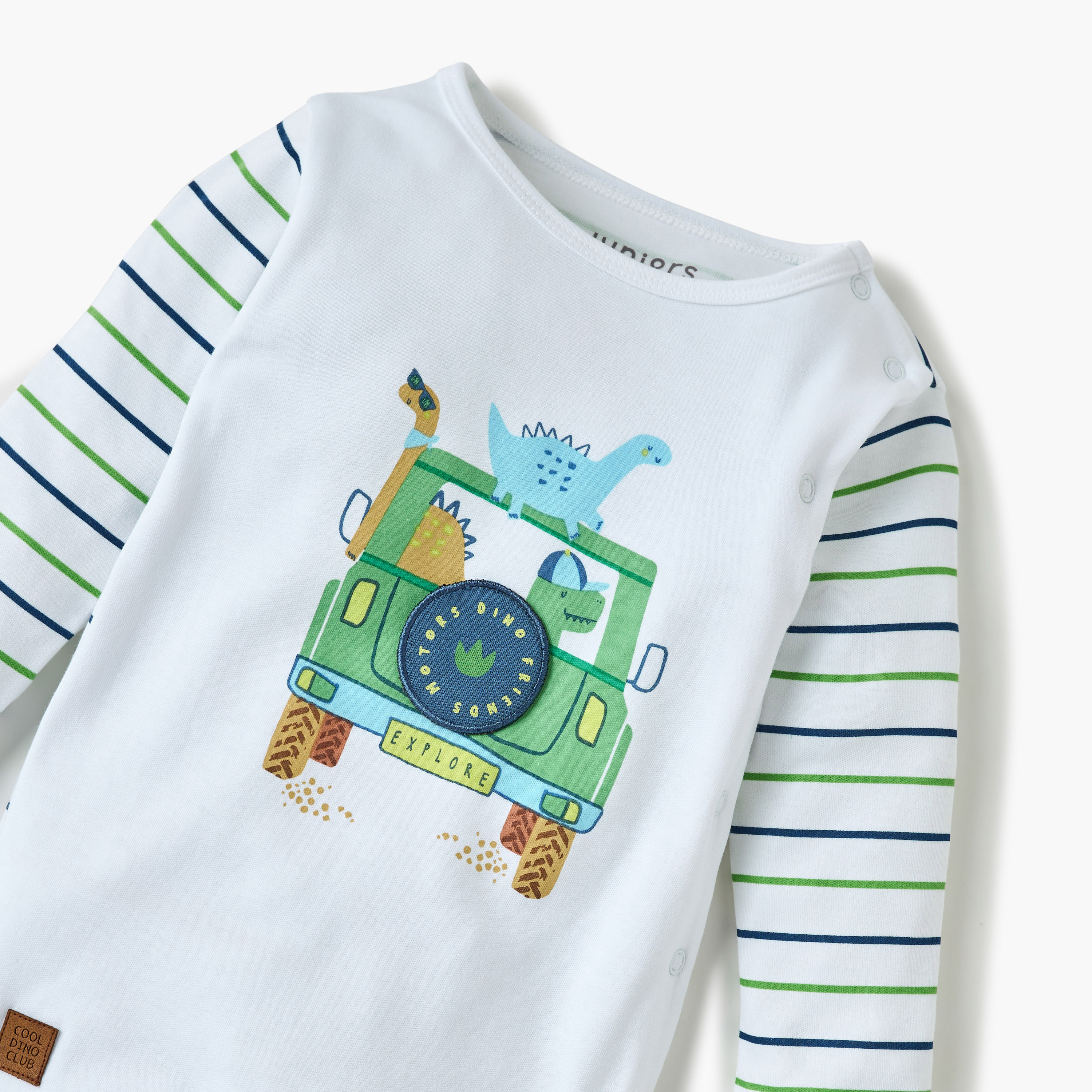 Juniors Dinosaur Print Sleepsuit with Long Sleeves and Button Closure-baby-boys-clothing-nightwear-sleepsuits-image-3