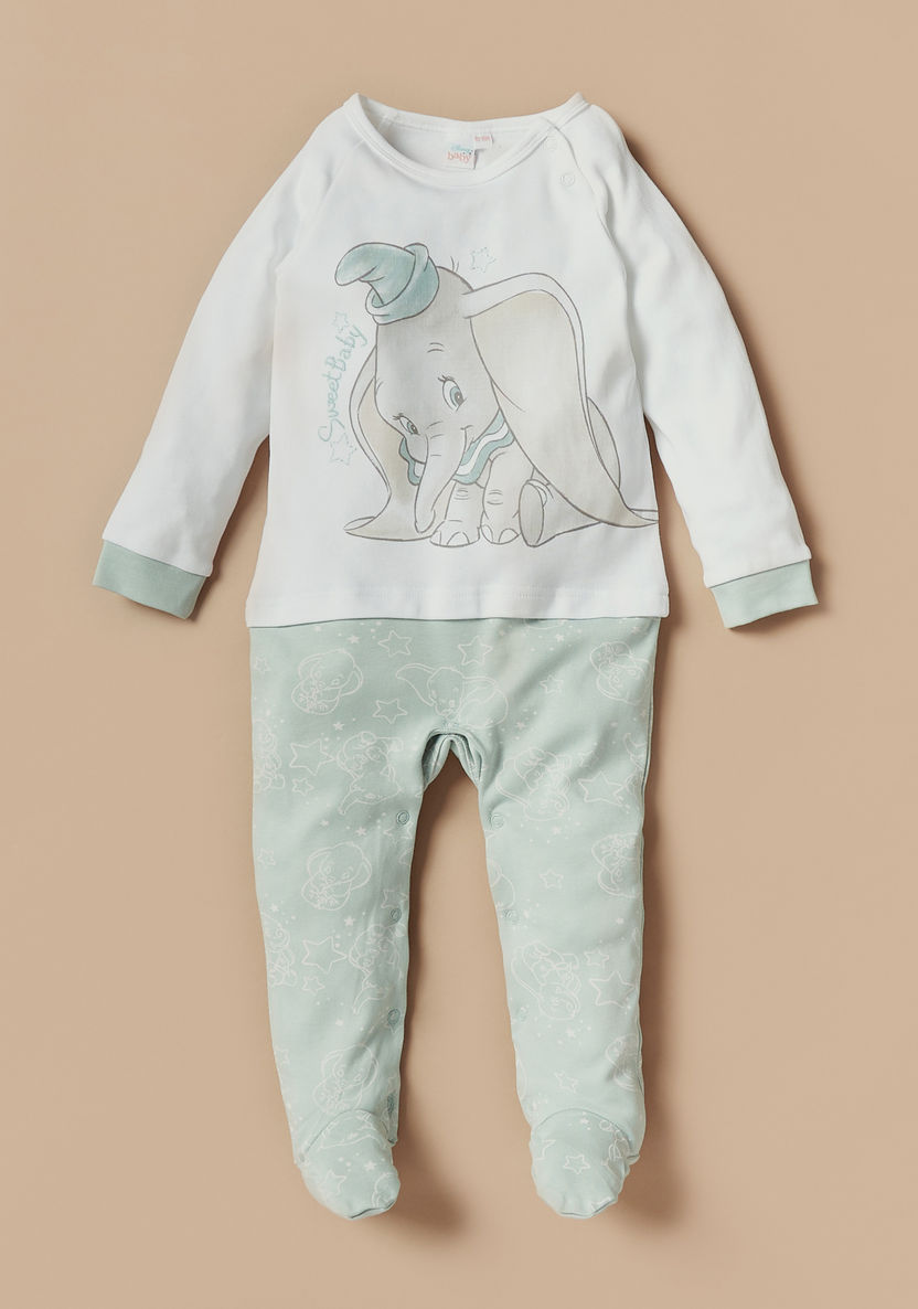 Disney Dumbo Print Sleepsuit with Long Sleeves-Sleepsuits-image-0