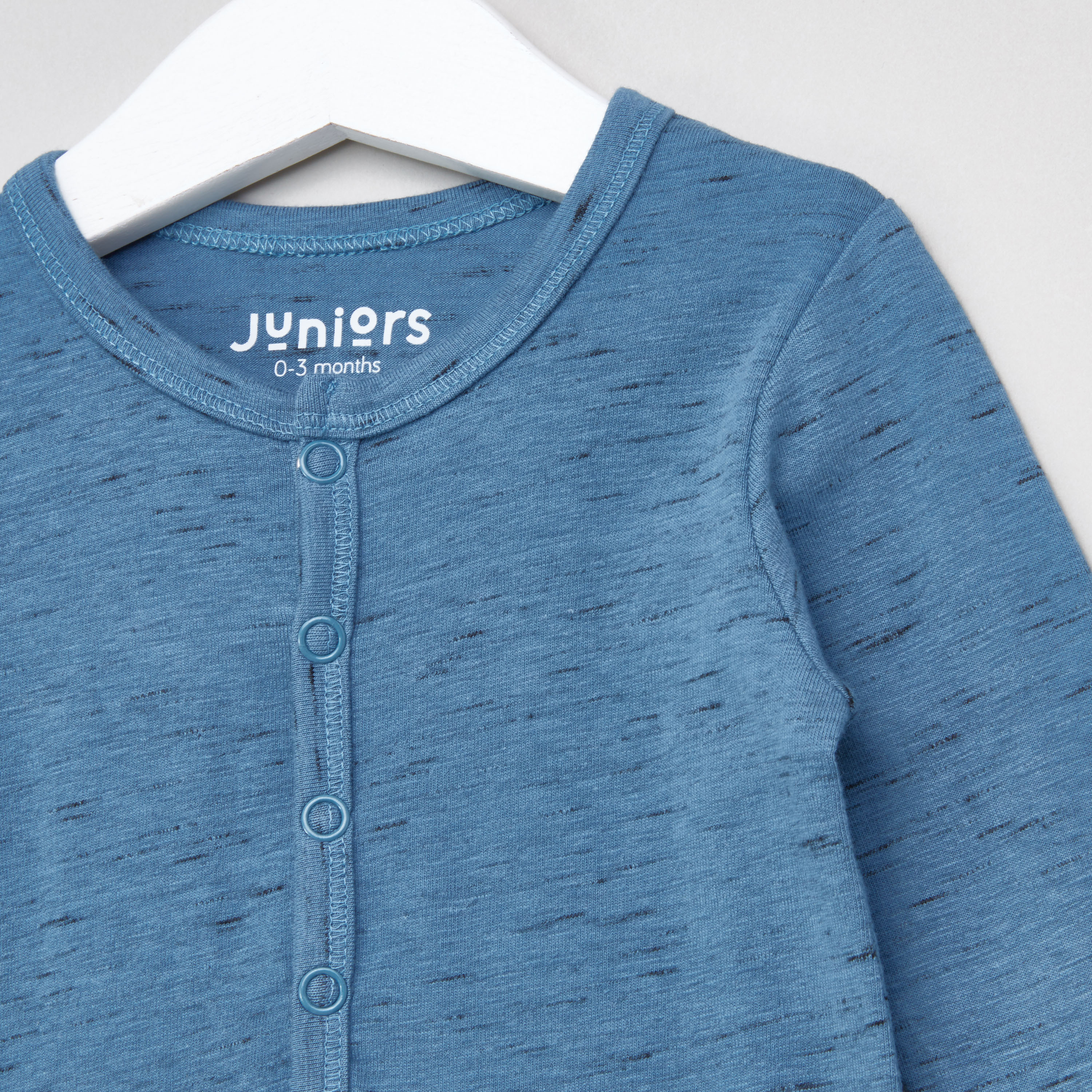 Juniors Textured Round Neck Sleepsuit with Long Sleeves-boys-clothing-nightwear-image-2