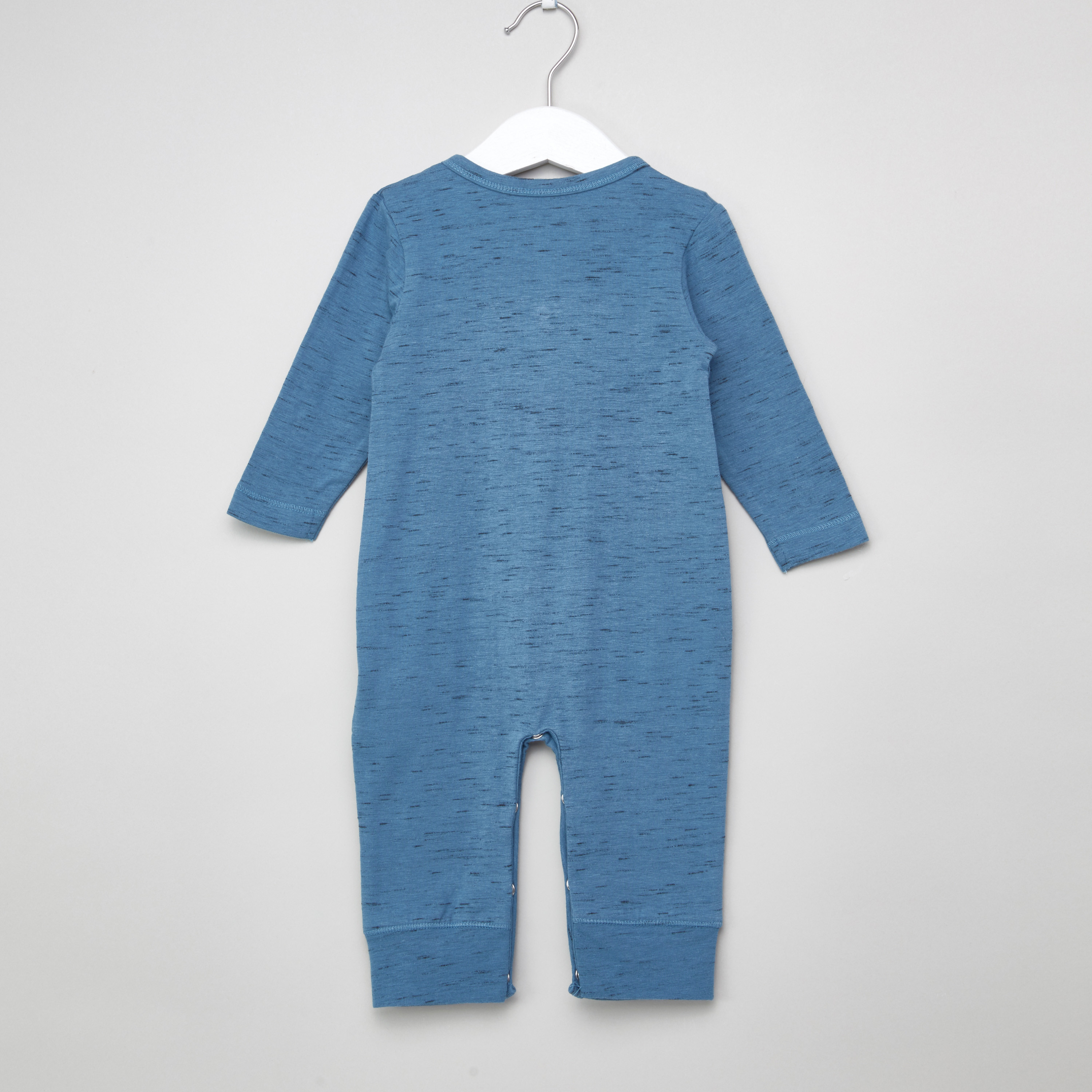 Juniors Textured Round Neck Sleepsuit with Long Sleeves-boys-clothing-nightwear-image-3
