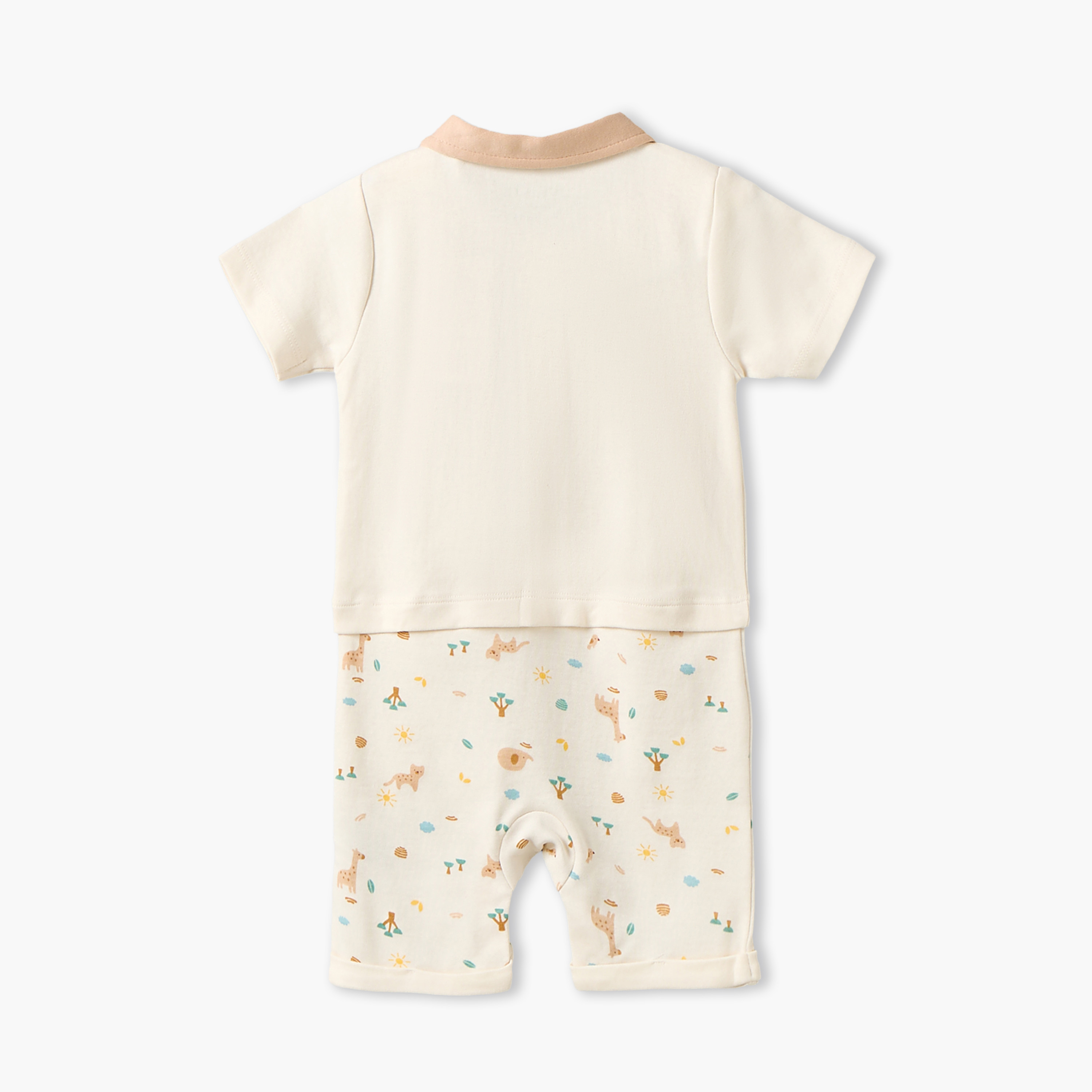 أفرول بياقة وأكمام قصيرة بطبعات سفاري من جونيورز-baby-boys-clothing-rompers-image-2