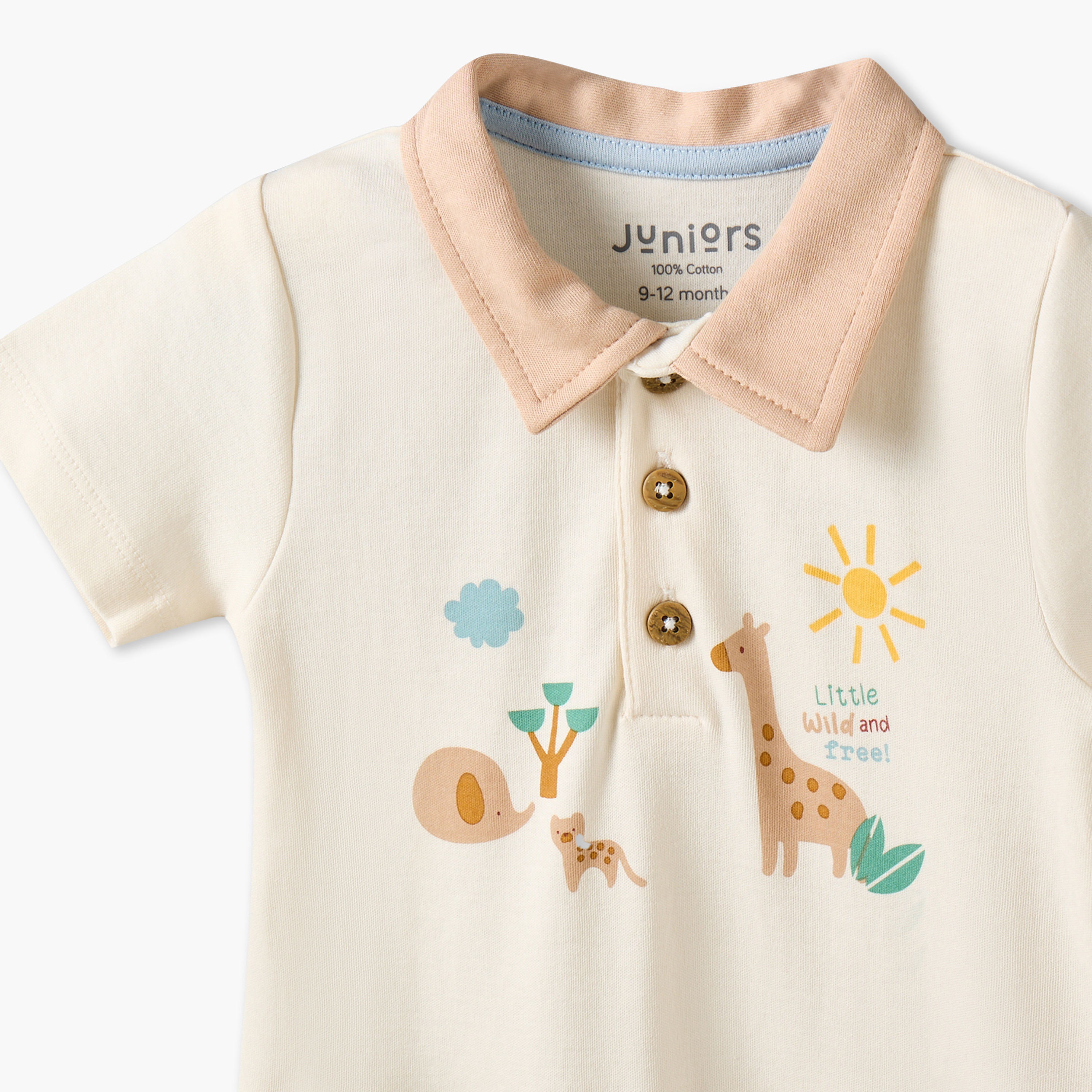 أفرول بياقة وأكمام قصيرة بطبعات سفاري من جونيورز-baby-boys-clothing-rompers-image-3