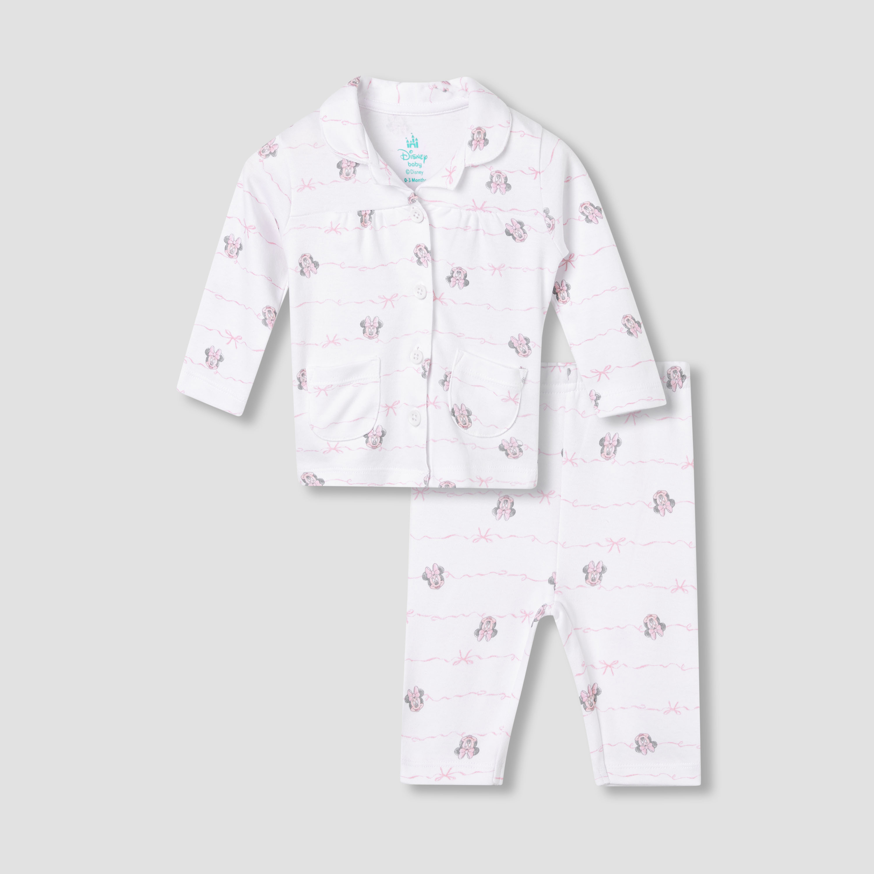 Disney Minnie Mouse Print Shirt and Pyjama Set-baby-girls-clothing-nightwear-pyjamasets-image-1