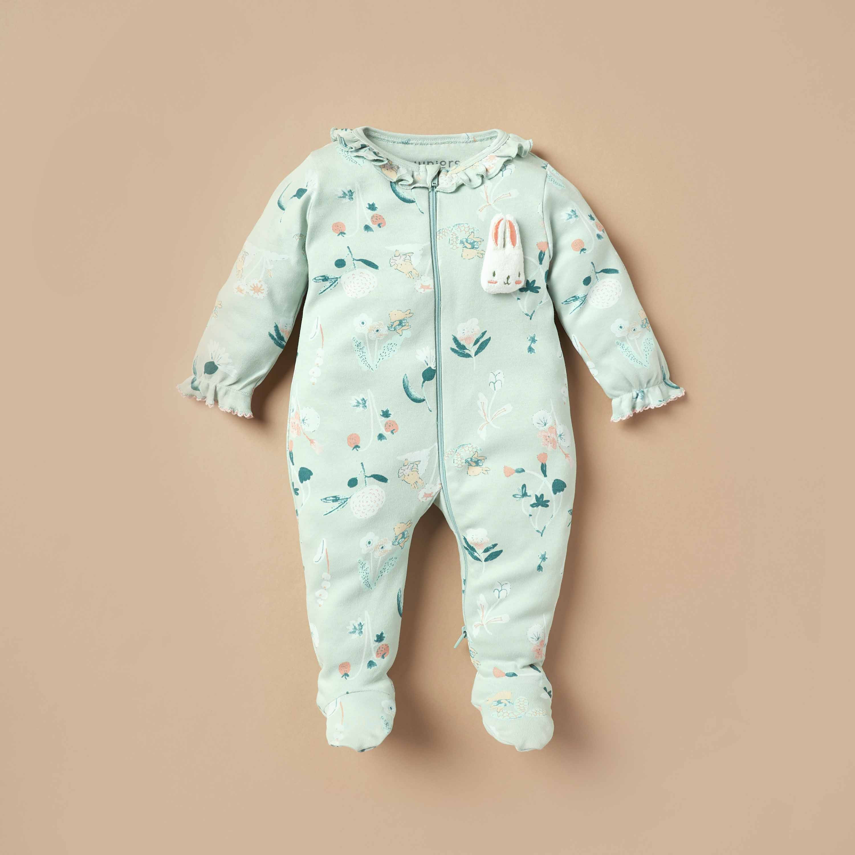 Juniors All-Over Floral Print Closed Feet Sleepsuit-baby-girls-clothing-nightwear-sleepsuits-image-1