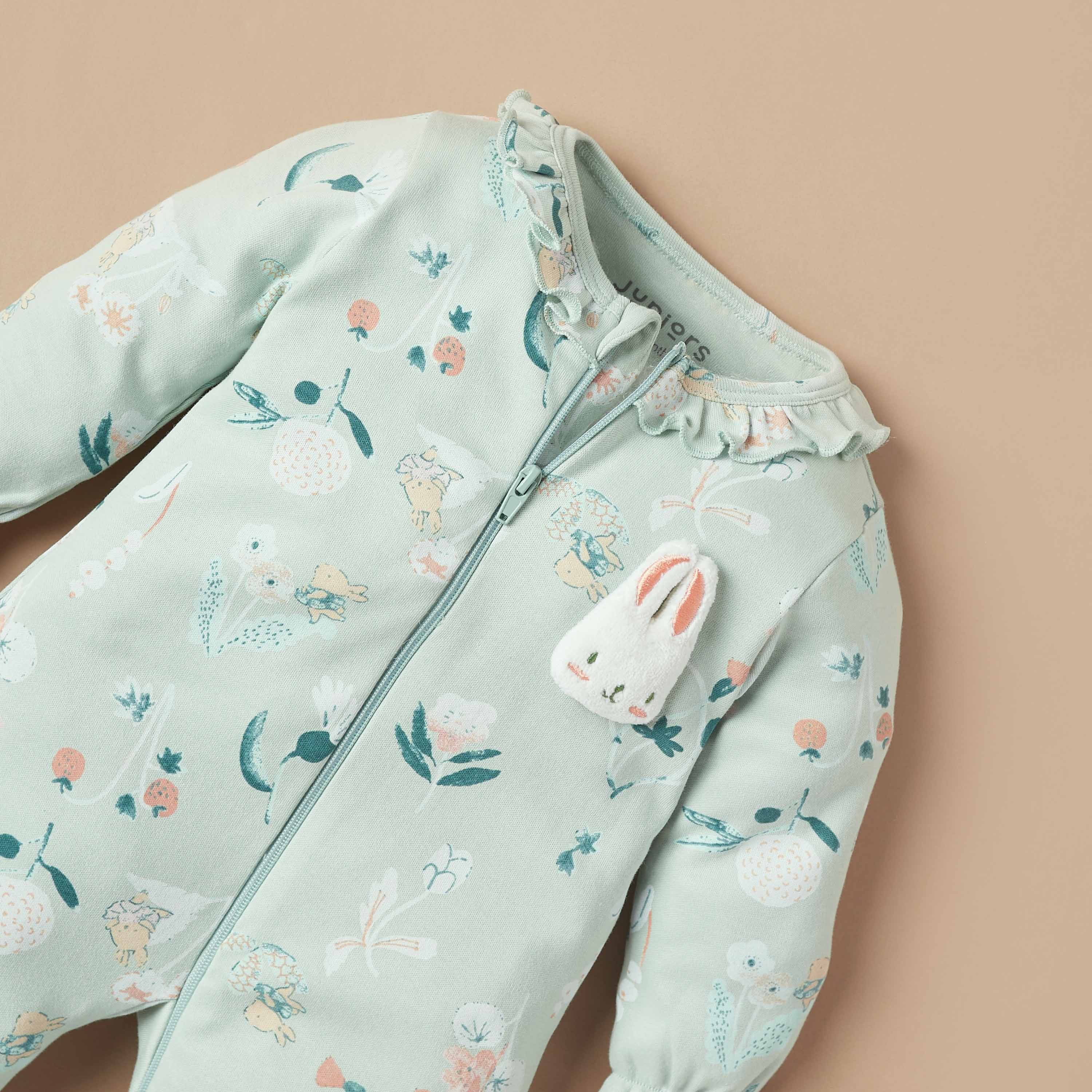 Juniors All-Over Floral Print Closed Feet Sleepsuit-baby-girls-clothing-nightwear-sleepsuits-image-2