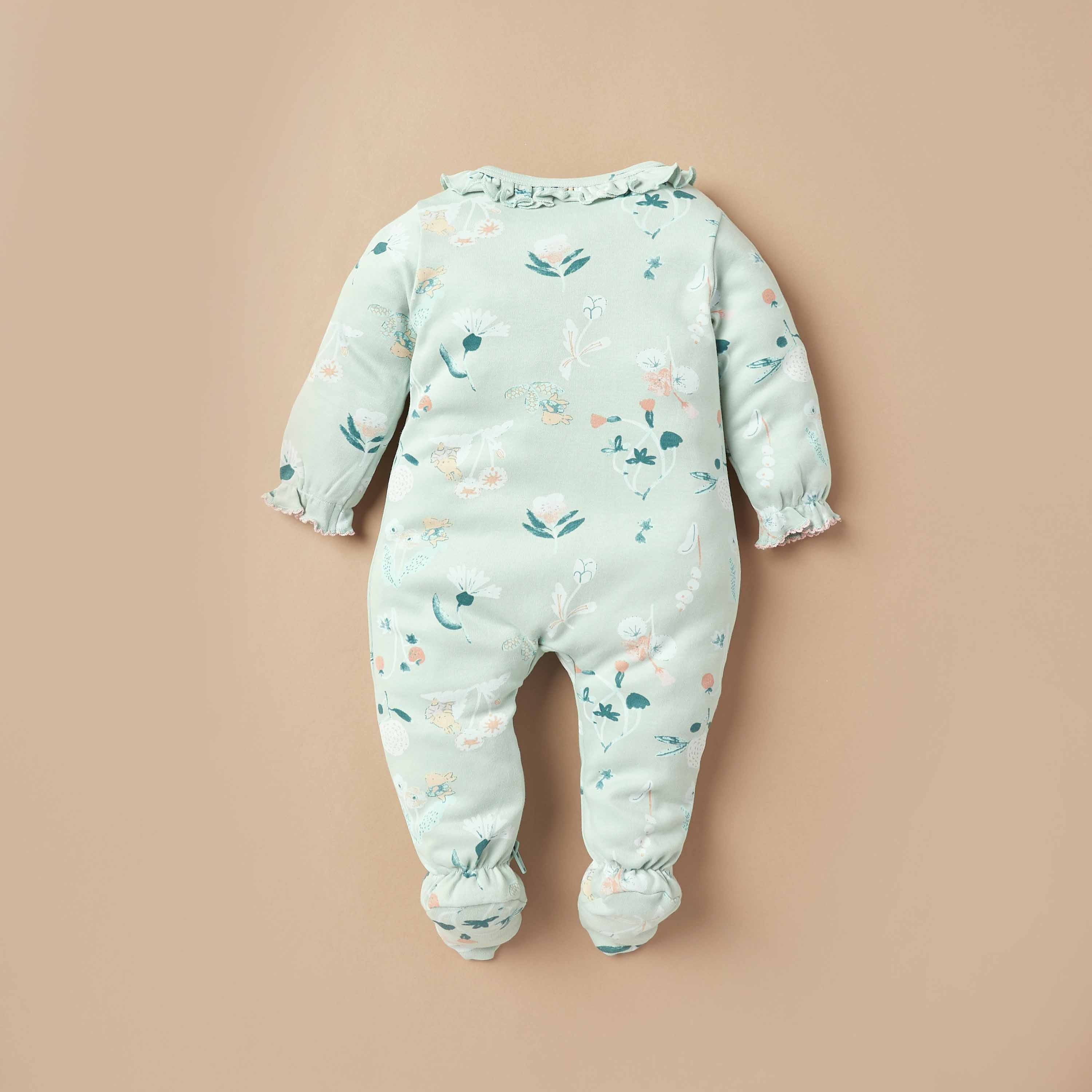 Juniors All-Over Floral Print Closed Feet Sleepsuit-baby-girls-clothing-nightwear-sleepsuits-image-4