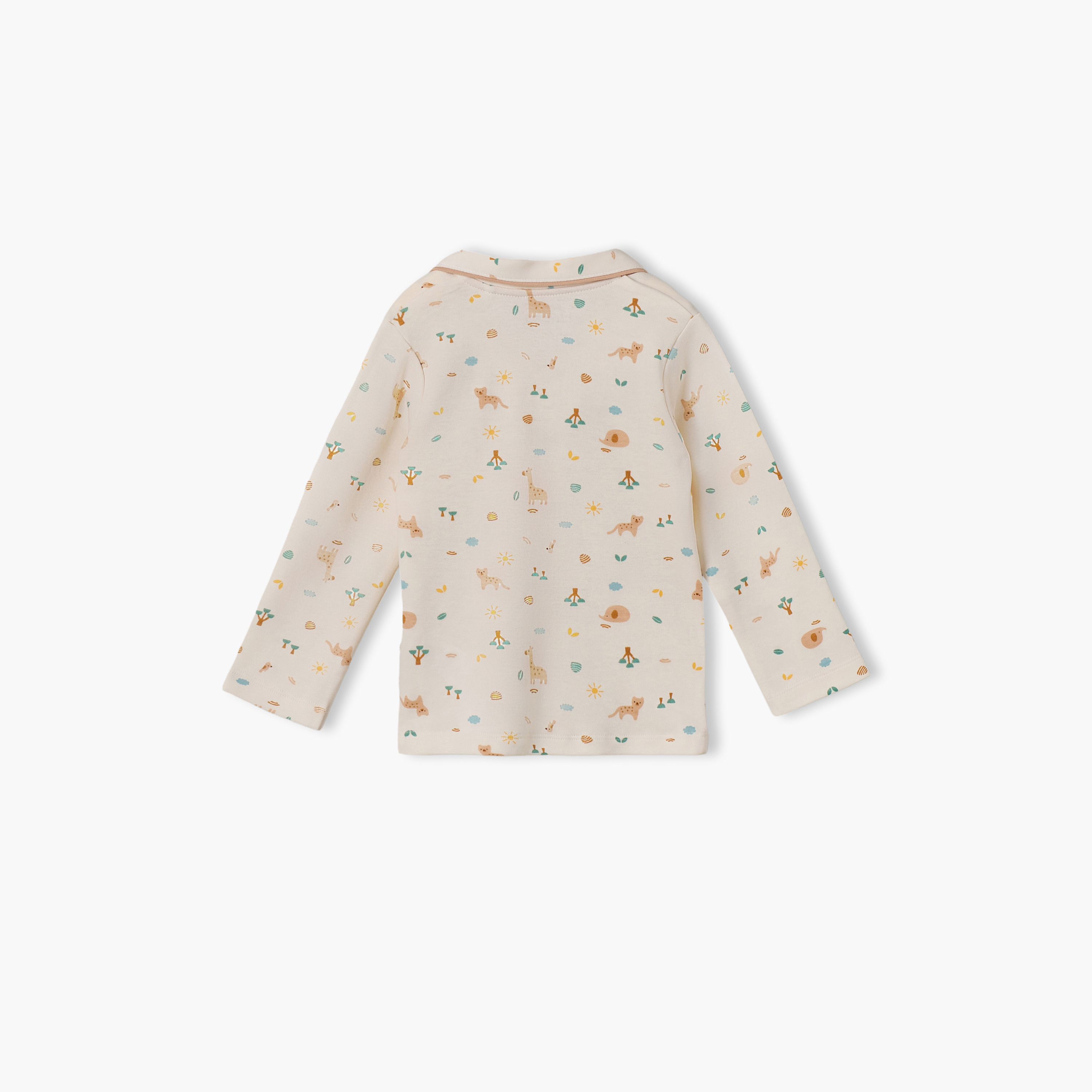 Juniors Cotton Collared Long Sleeves Pyjama Set with Safari Print-baby-boys-clothing-nightwear-pyjamasets-image-4