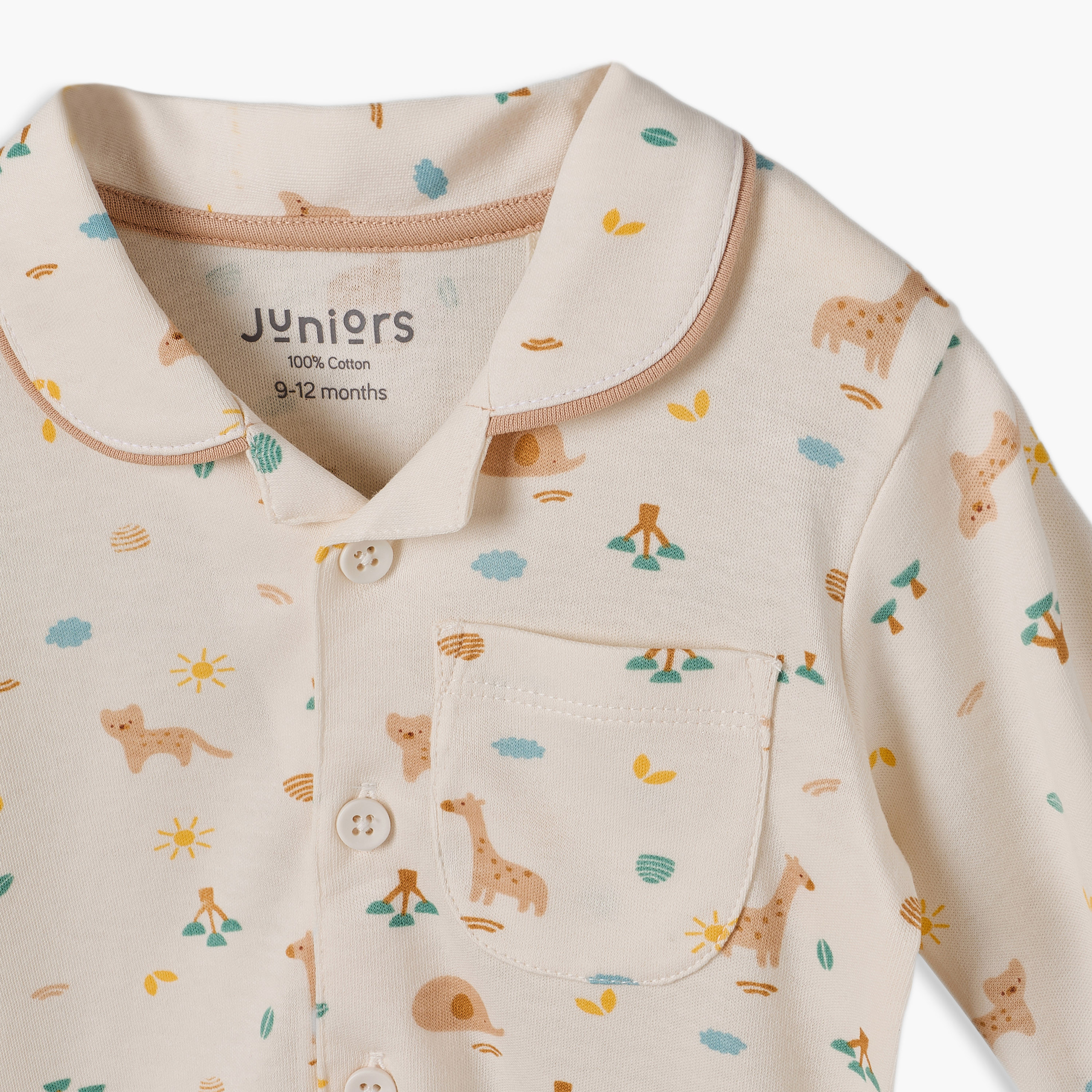 Juniors Cotton Collared Long Sleeves Pyjama Set with Safari Print-baby-boys-clothing-nightwear-pyjamasets-image-6