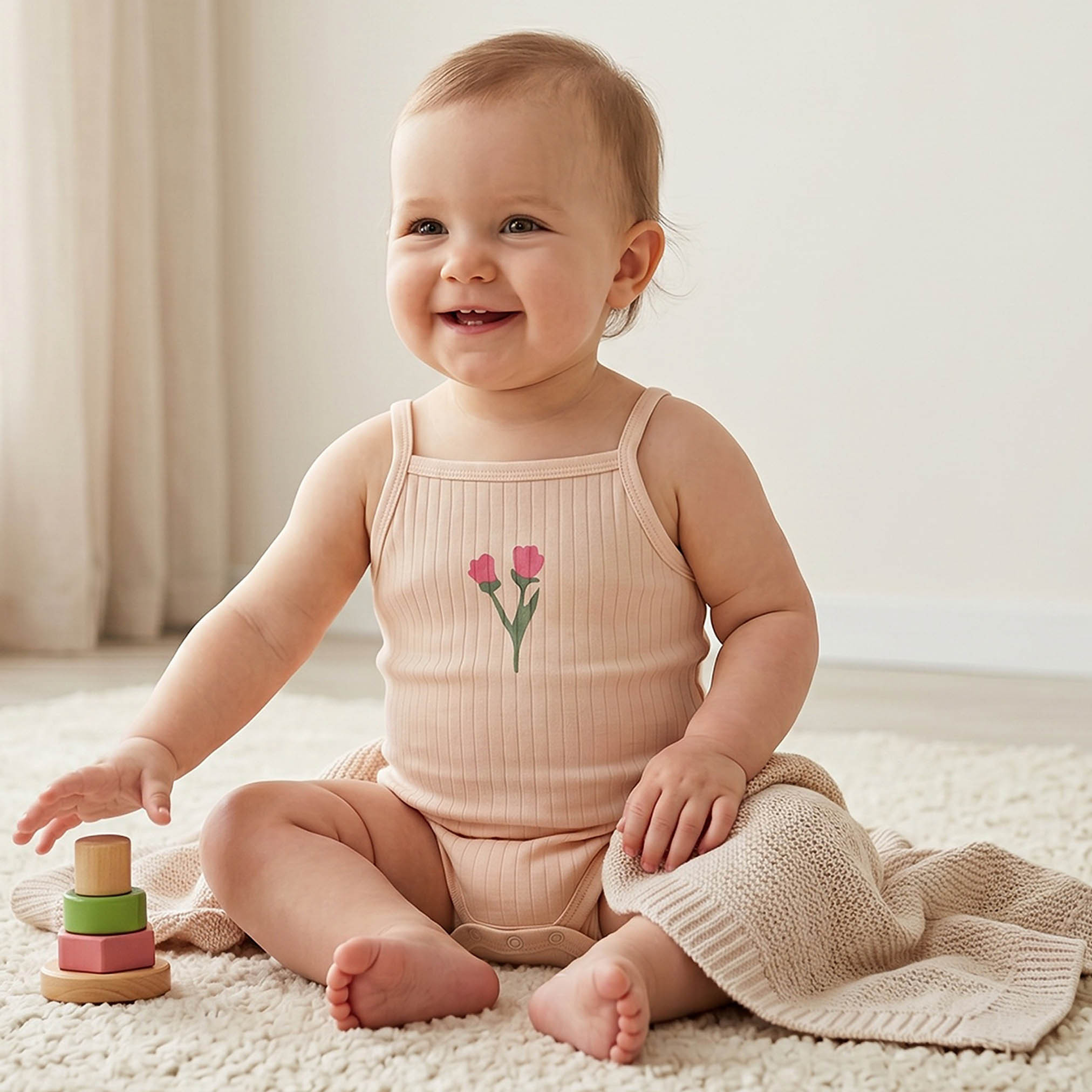 Pack of 3 Juniors Square Neck Strappy Bodysuit with Snap Button Closure-baby-girls-clothing-bodysuits-image-2