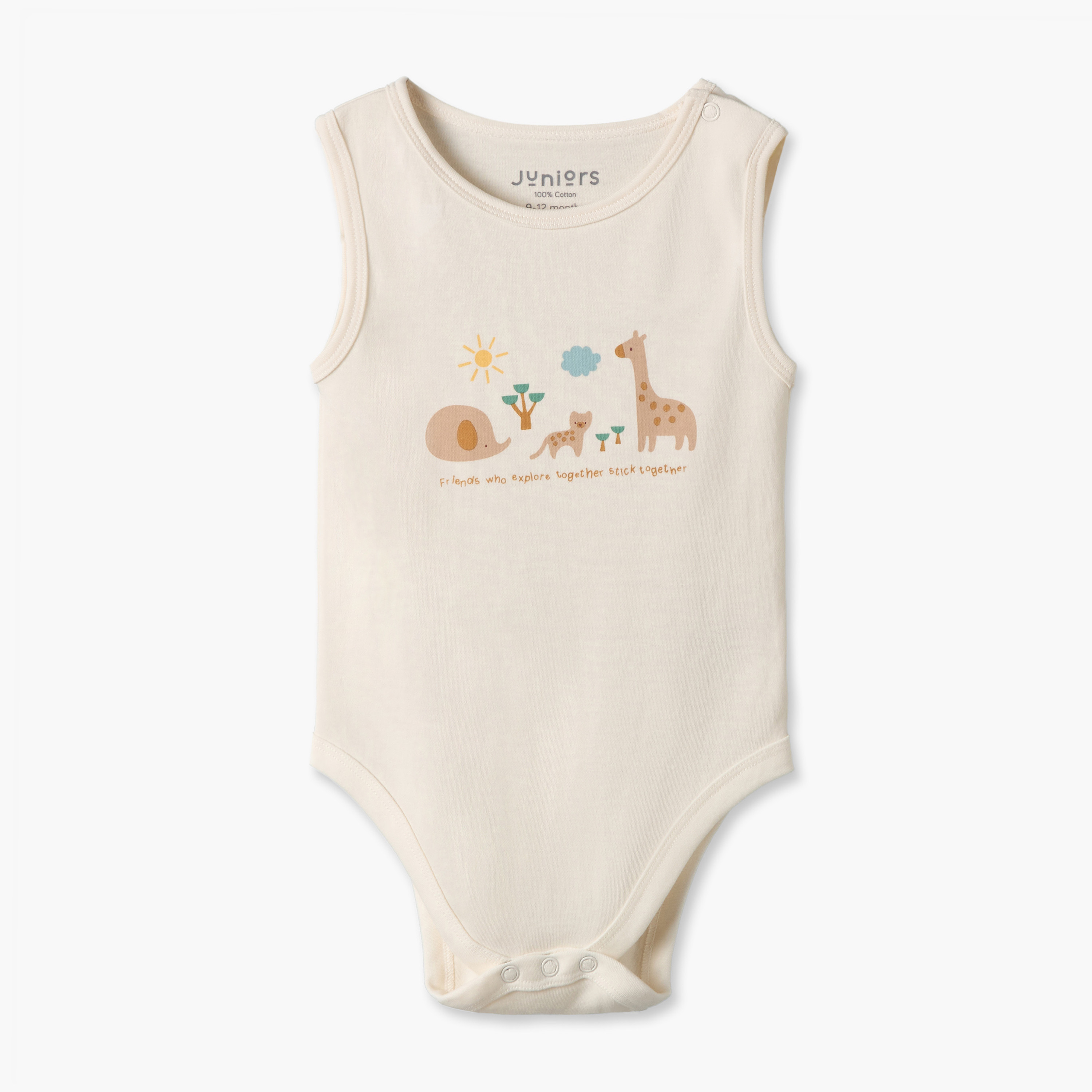Pack of 2 Juniors Round Neck Sleeveless Bodysuit with Assorted Design-baby-boys-clothing-bodysuits-image-3