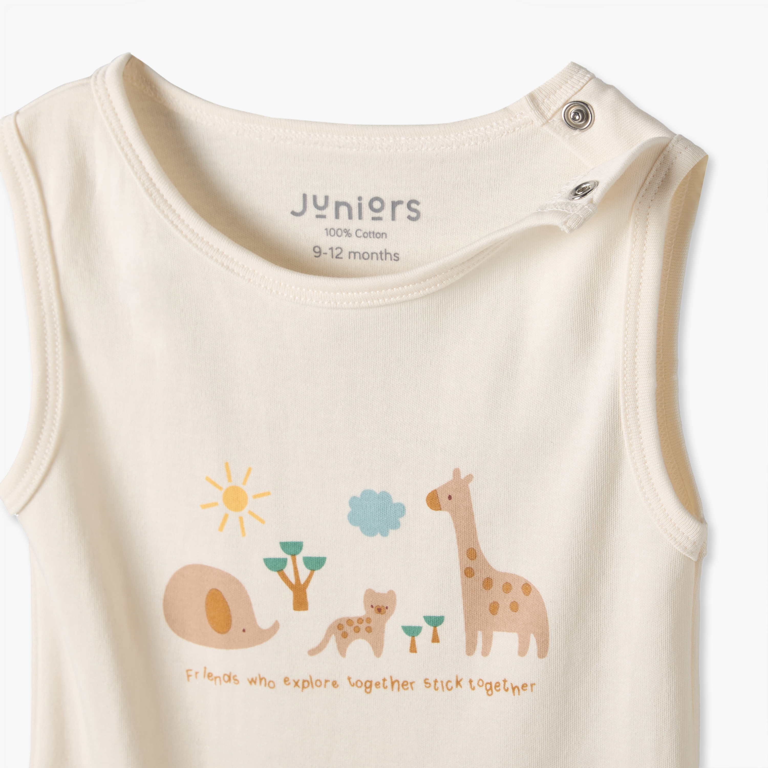 Pack of 2 Juniors Round Neck Sleeveless Bodysuit with Assorted Design-baby-boys-clothing-bodysuits-image-5