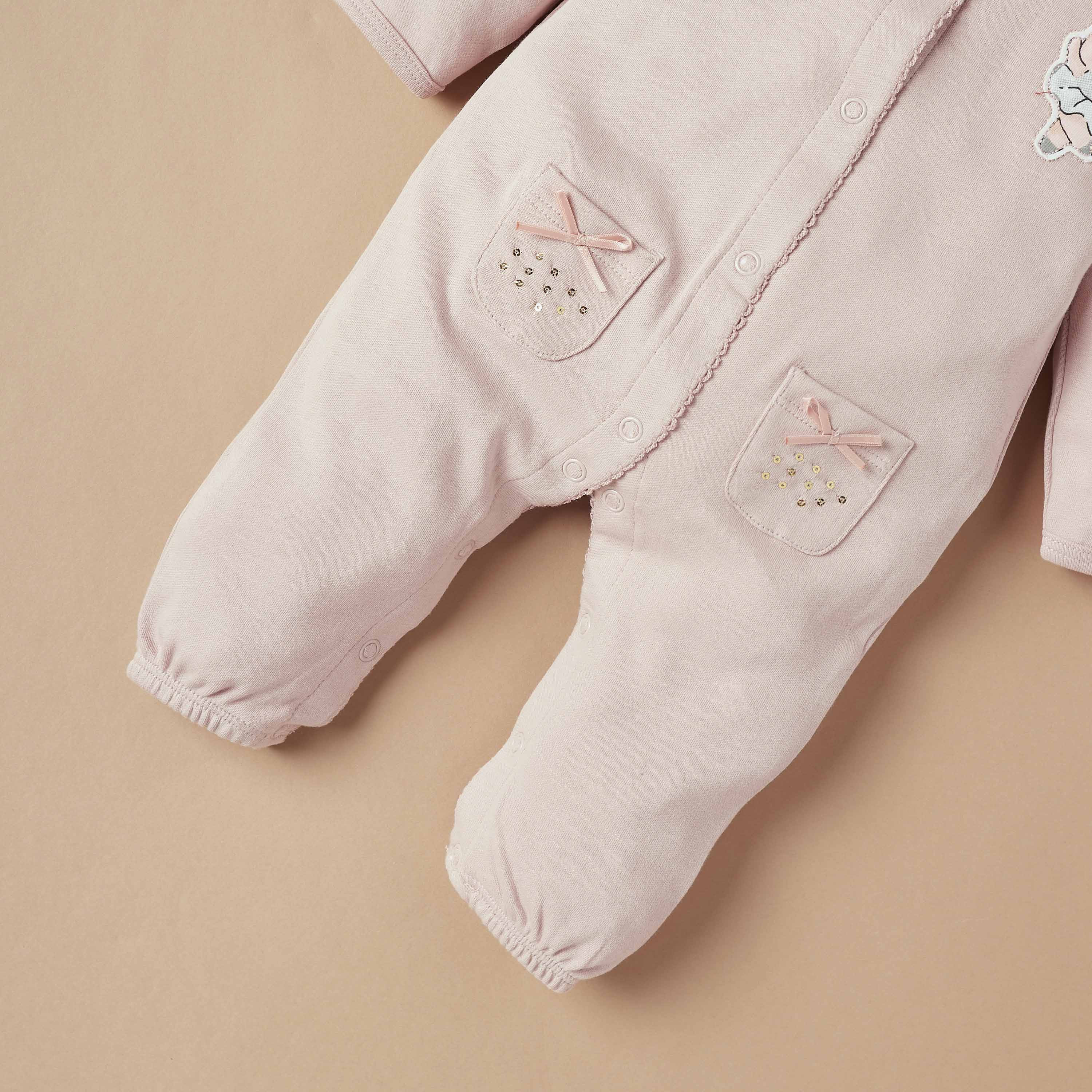 Juniors Bunny Applique Sleepsuit with Pockets-baby-girls-clothing-nightwear-sleepsuits-image-3