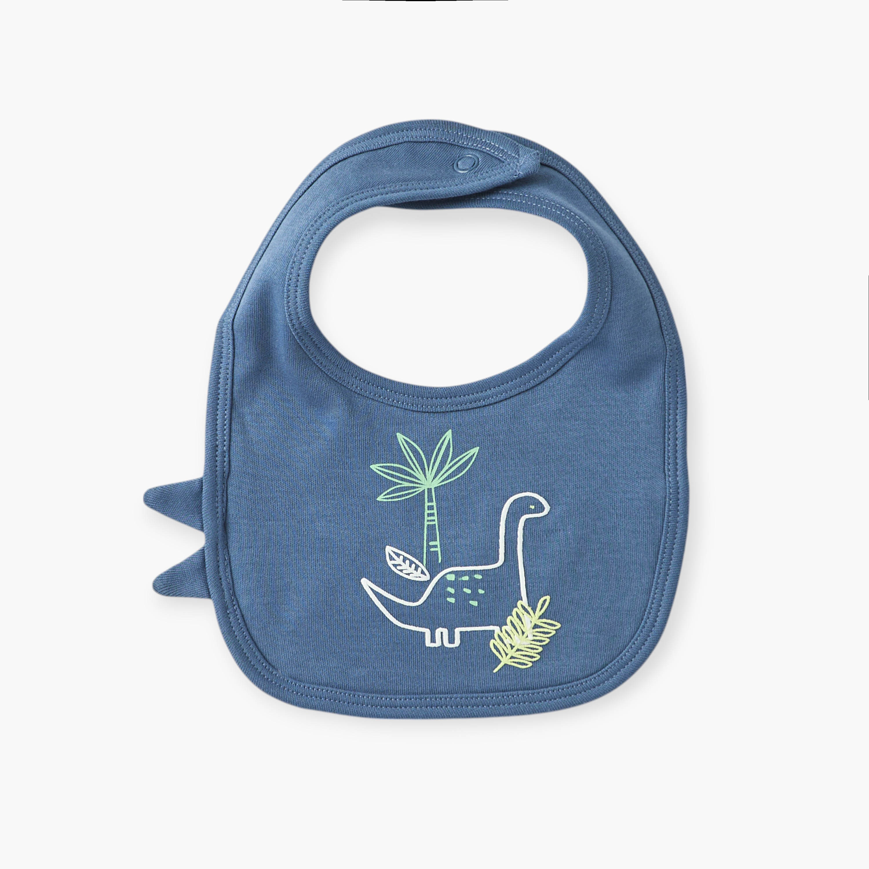 Juniors Dino Print Muslin Bib with Button Closure - Set of 2-baby-feeding-bibs-image-2