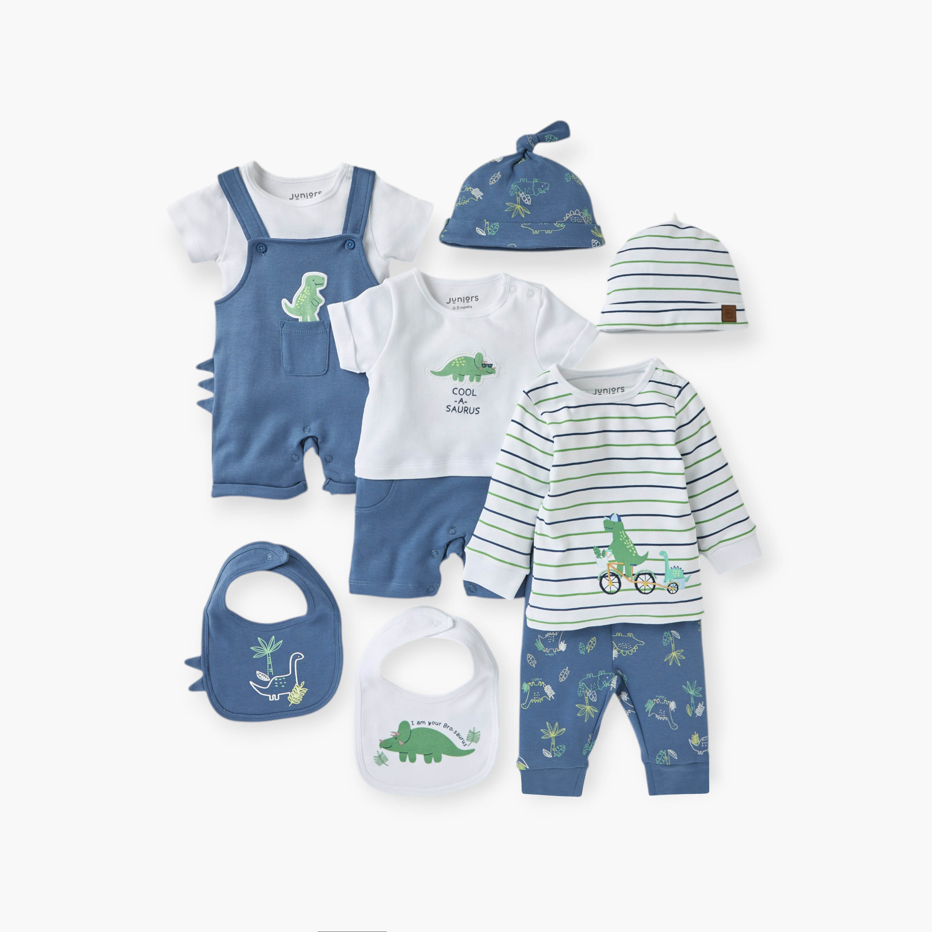 Juniors Dino Print Muslin Bib with Button Closure - Set of 2-baby-feeding-bibs-image-6