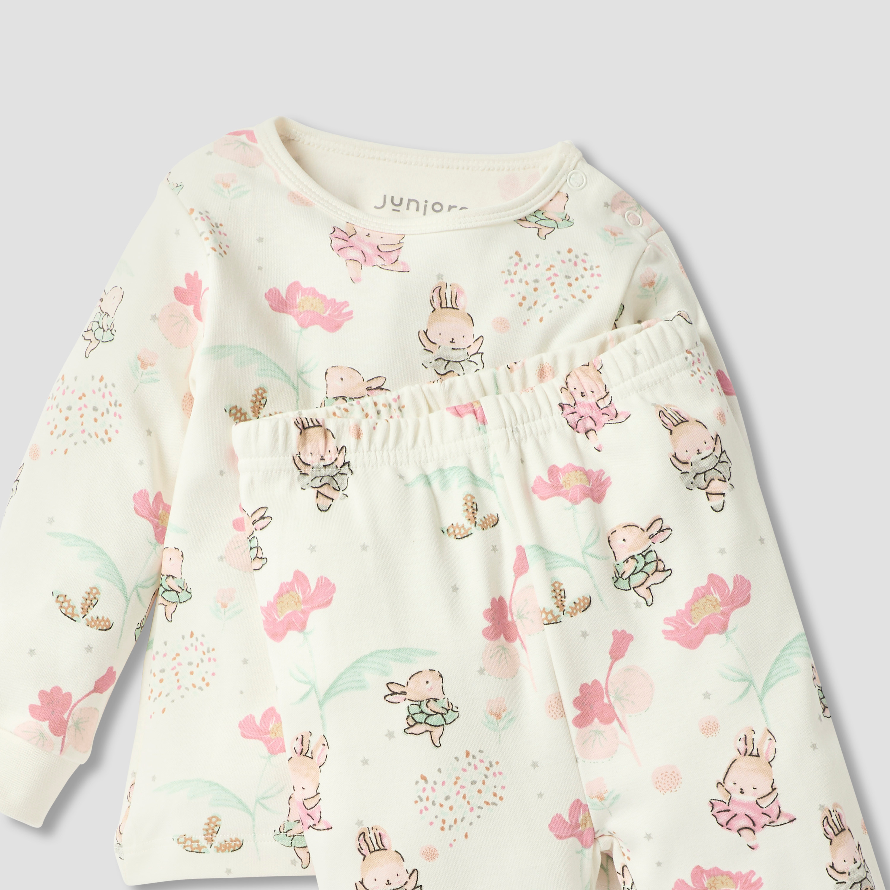طقم بنطلون بيجاما وتيشيرت بتفاصيل أرنب من جونيورز-baby-girls-clothing-nightwear-pyjamasets-image-4