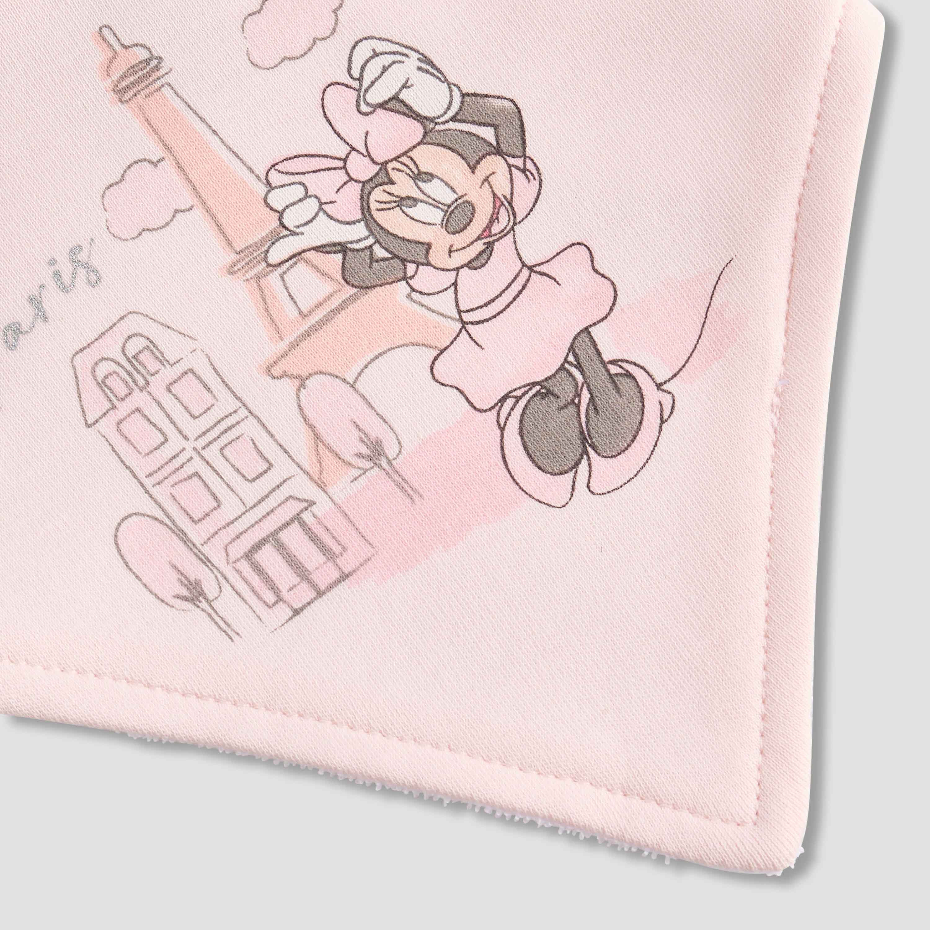 Disney Minnie Mouse Print Bib with Snap Button Closure-baby-feeding-bibs-image-3