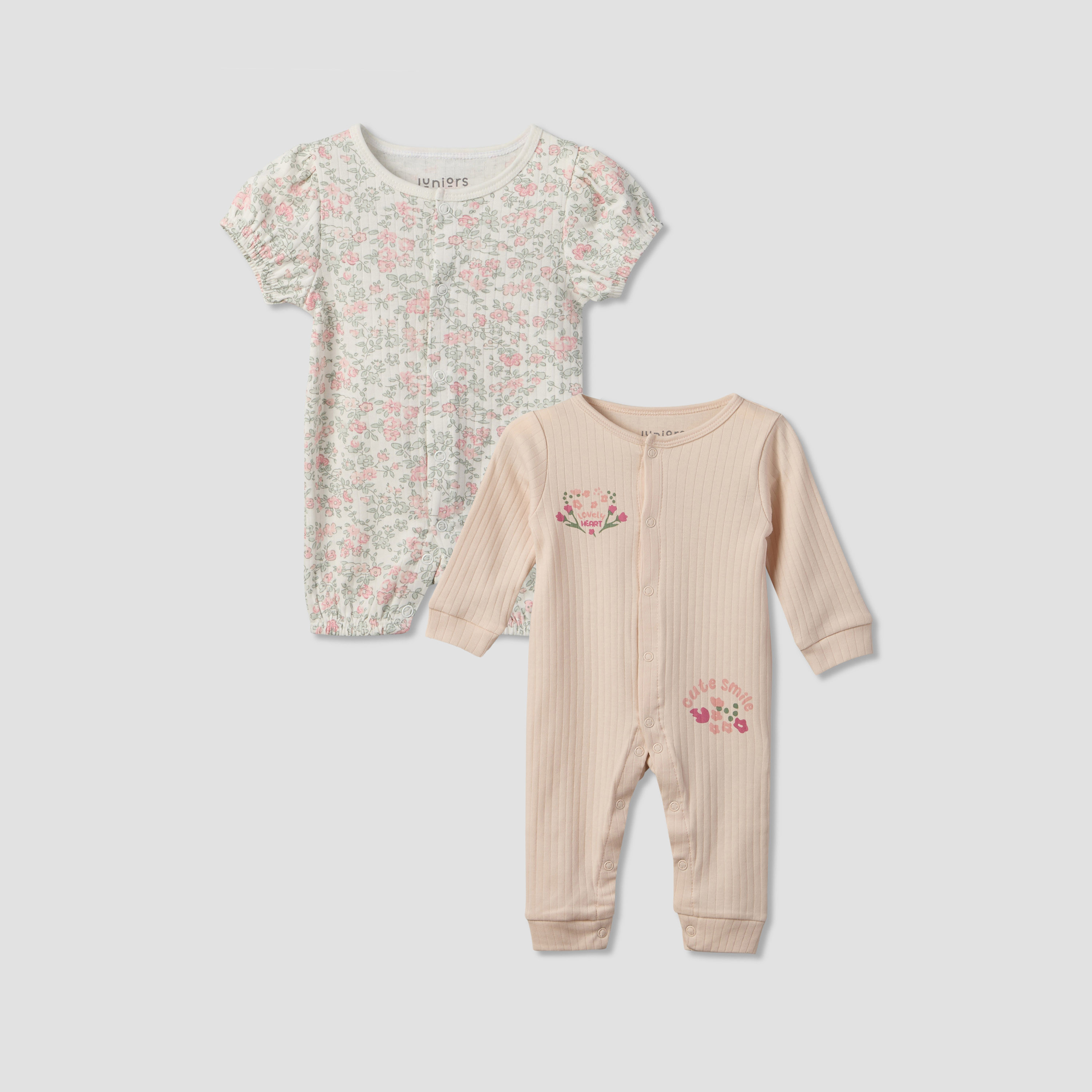 Juniors Round Neck Long Sleeves Sleepsuit with Romper-baby-girls-clothing-nightwear-sleepsuits-image-1