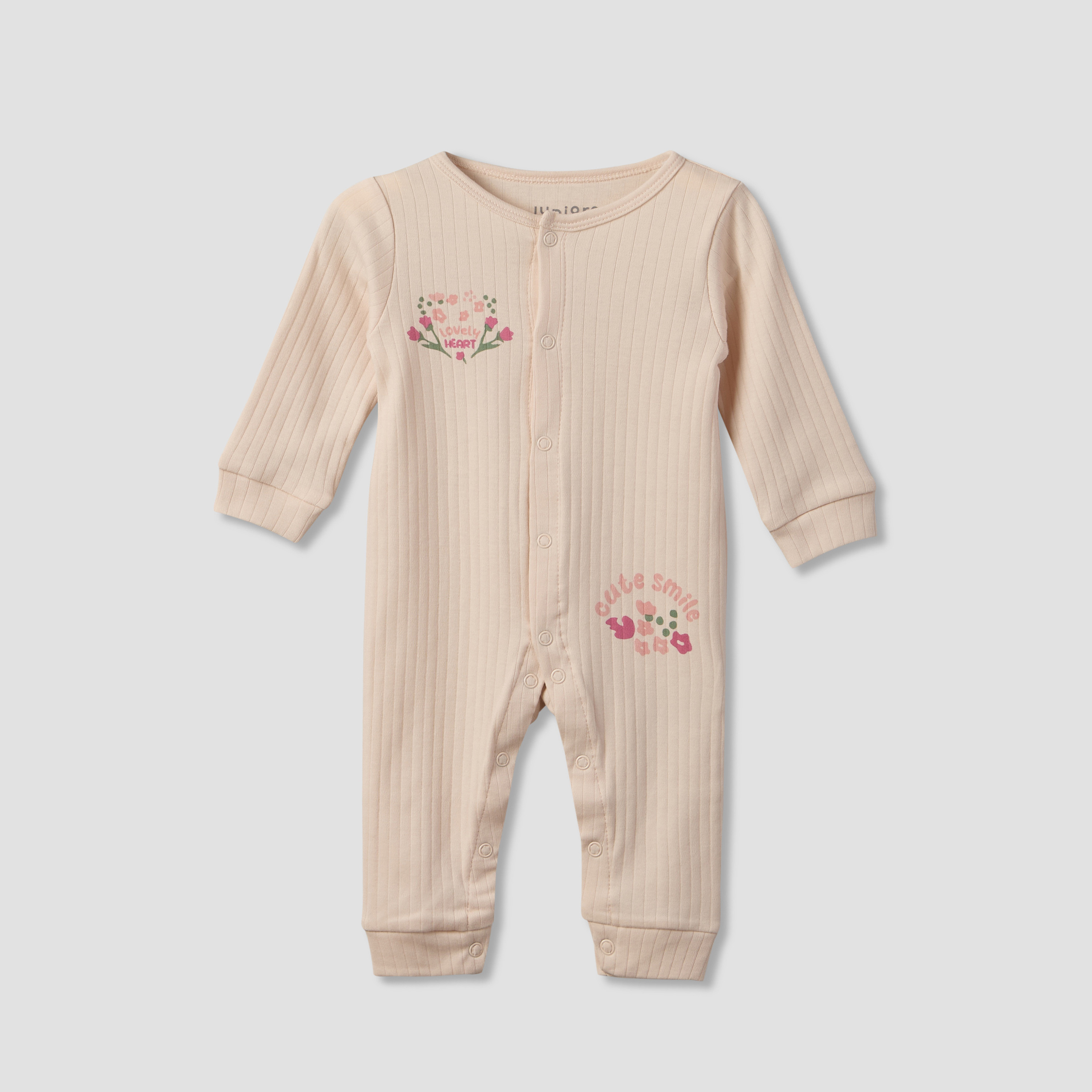 Juniors Round Neck Long Sleeves Sleepsuit with Romper-baby-girls-clothing-nightwear-sleepsuits-image-2