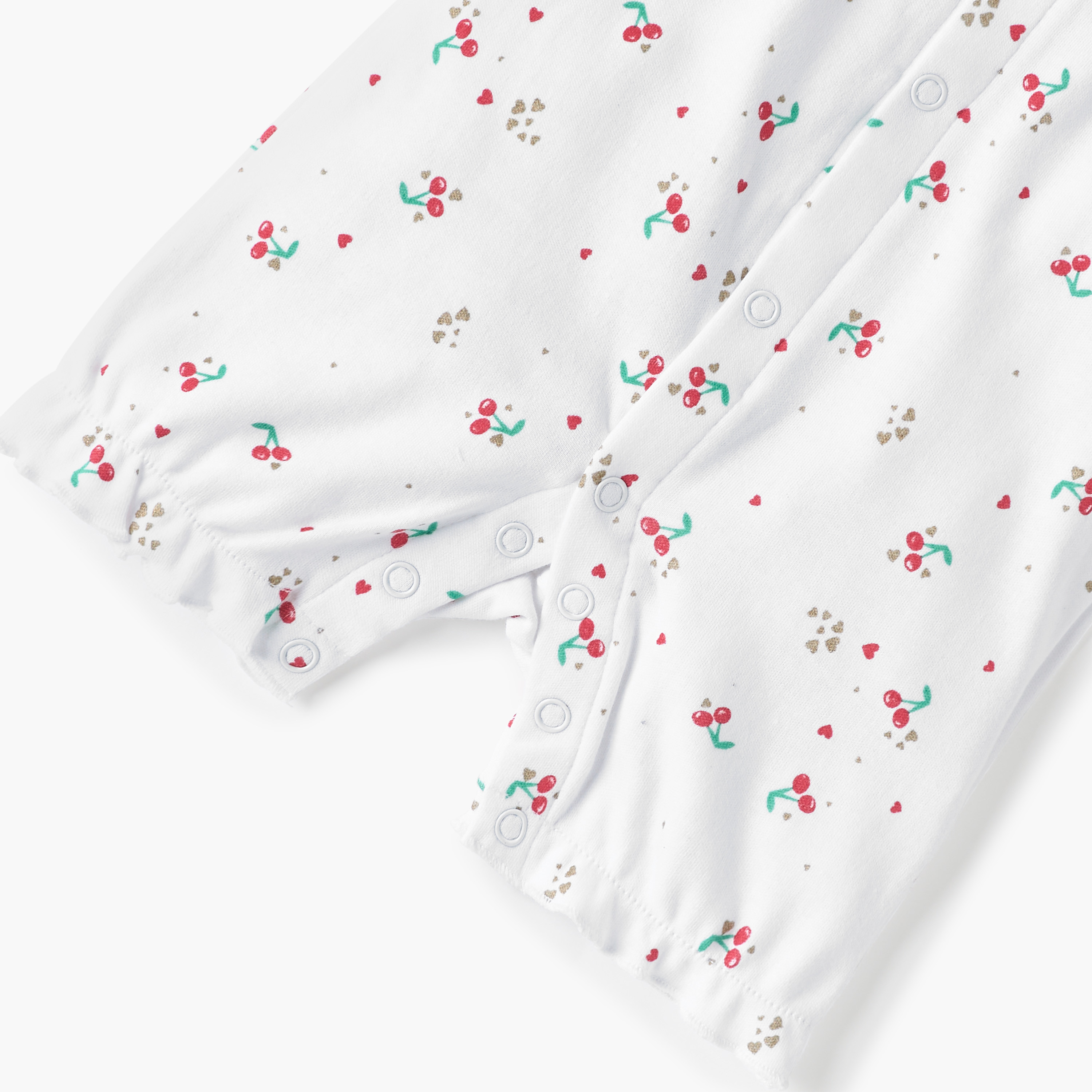 Juniors Cherry Print Romper with Round Neck and Bow Detail-baby-girls-clothing-rompers-image-4