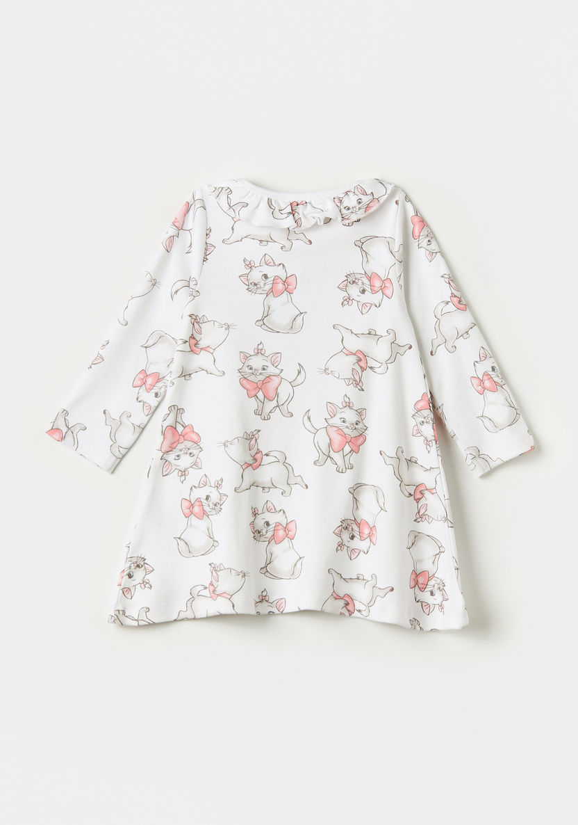Disney All-Over Marie Print A-line Dress with Long Sleeves and Ruffle Detail-Dresses%2C Gowns and Frocks-image-3