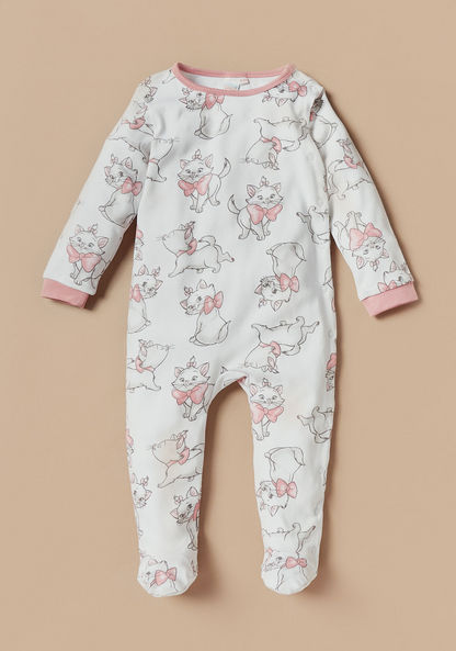 Disney All-Over Marie Print Closed Feet Sleepsuit with Button Closure-Sleepsuits-image-0