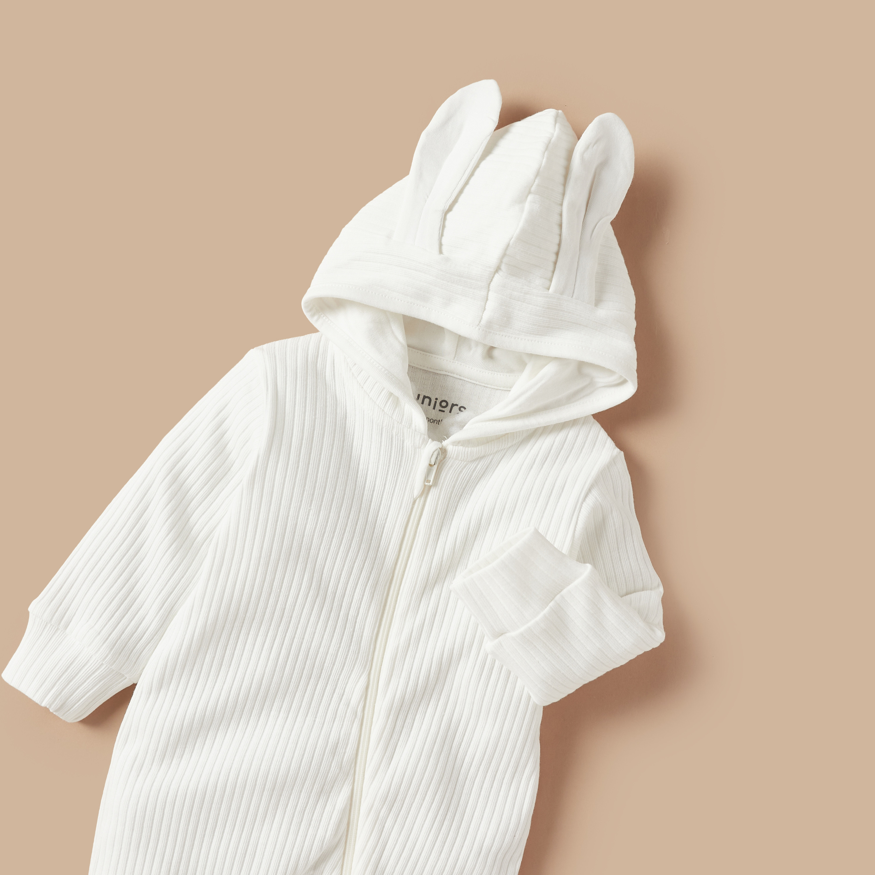 Juniors Ribbed Closed Feet Sleepsuit with Hood and Zip Closure-baby-boys-clothing-nightwear-sleepsuits-image-3