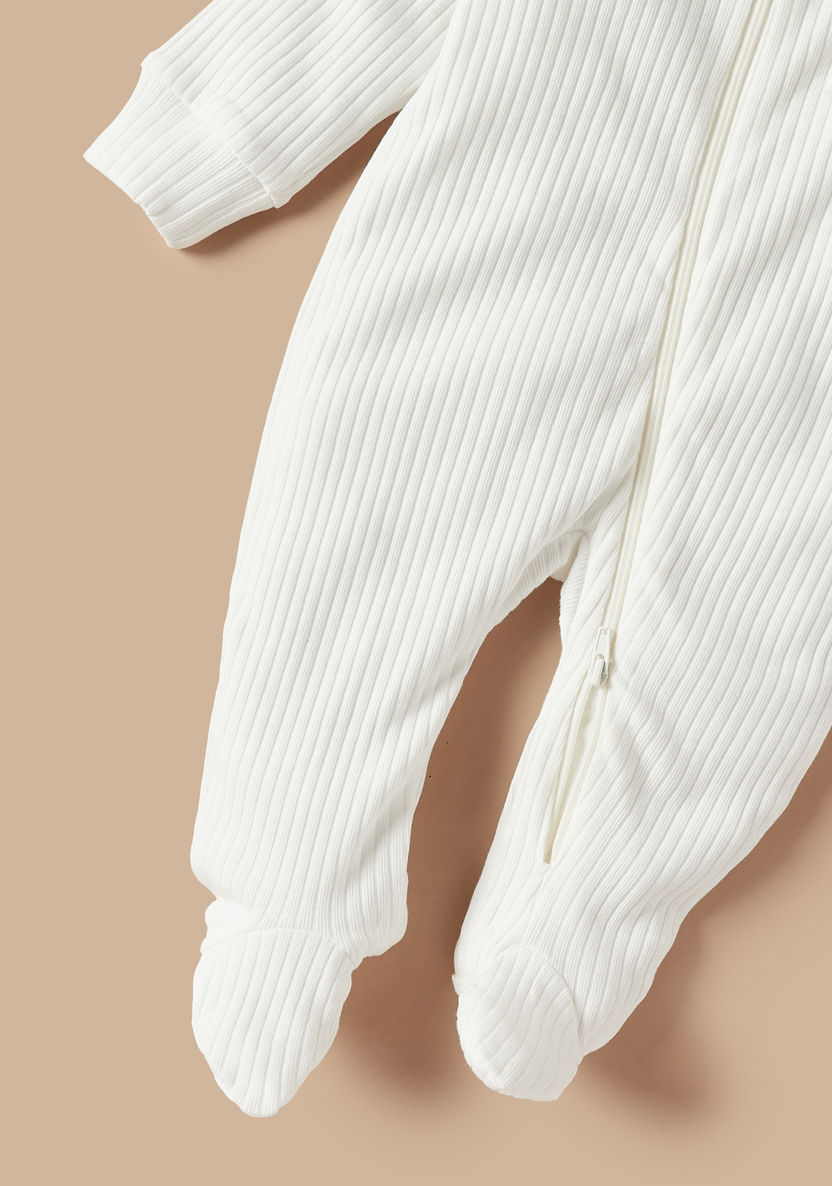 Juniors Ribbed Closed Feet Sleepsuit with Hood and Zip Closure-Sleepsuits-image-3