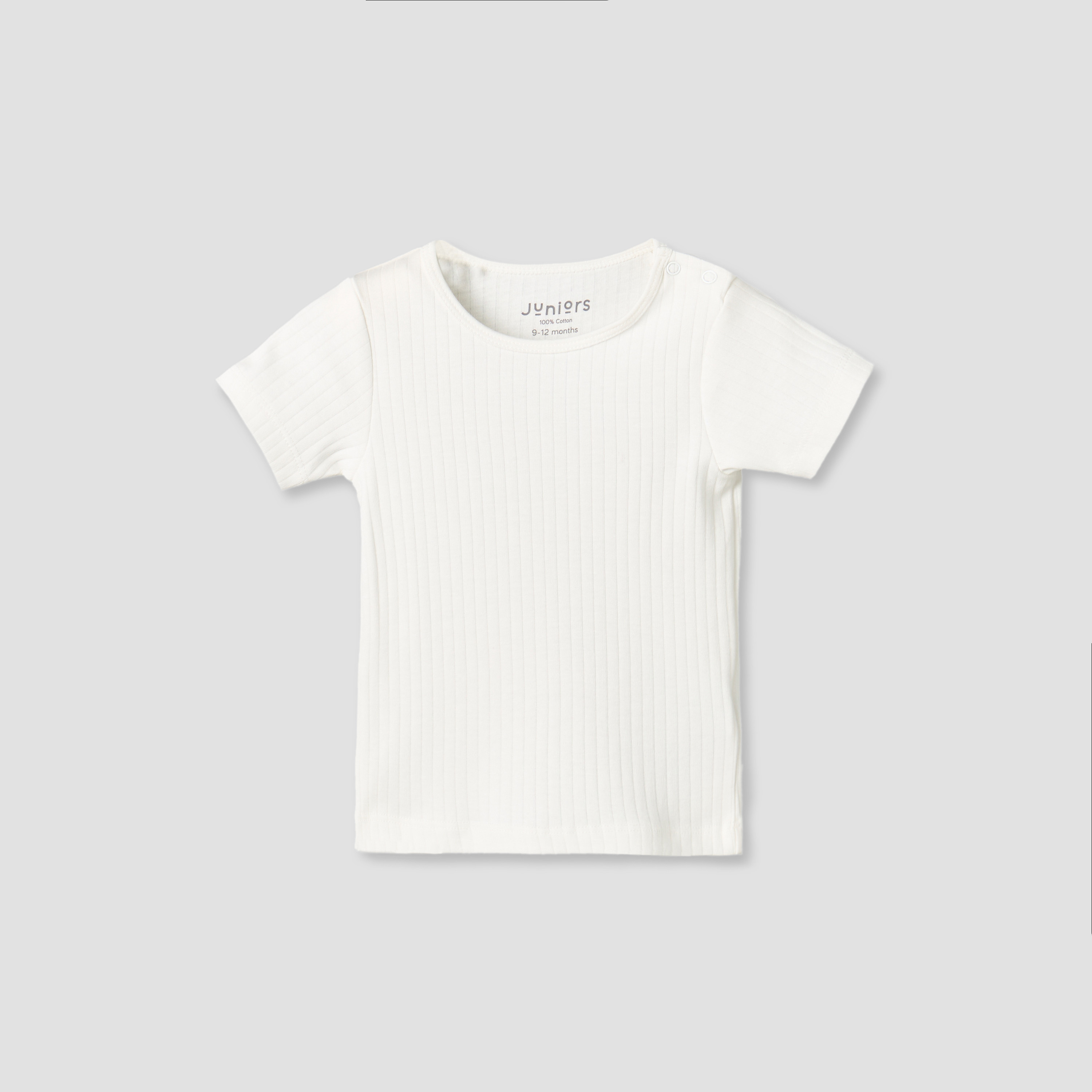 Juniors Round Neck Short Sleeves T-shirt and Dungaree Set with Ribbed Design-baby-girls-clothing-setsandcoords-image-3