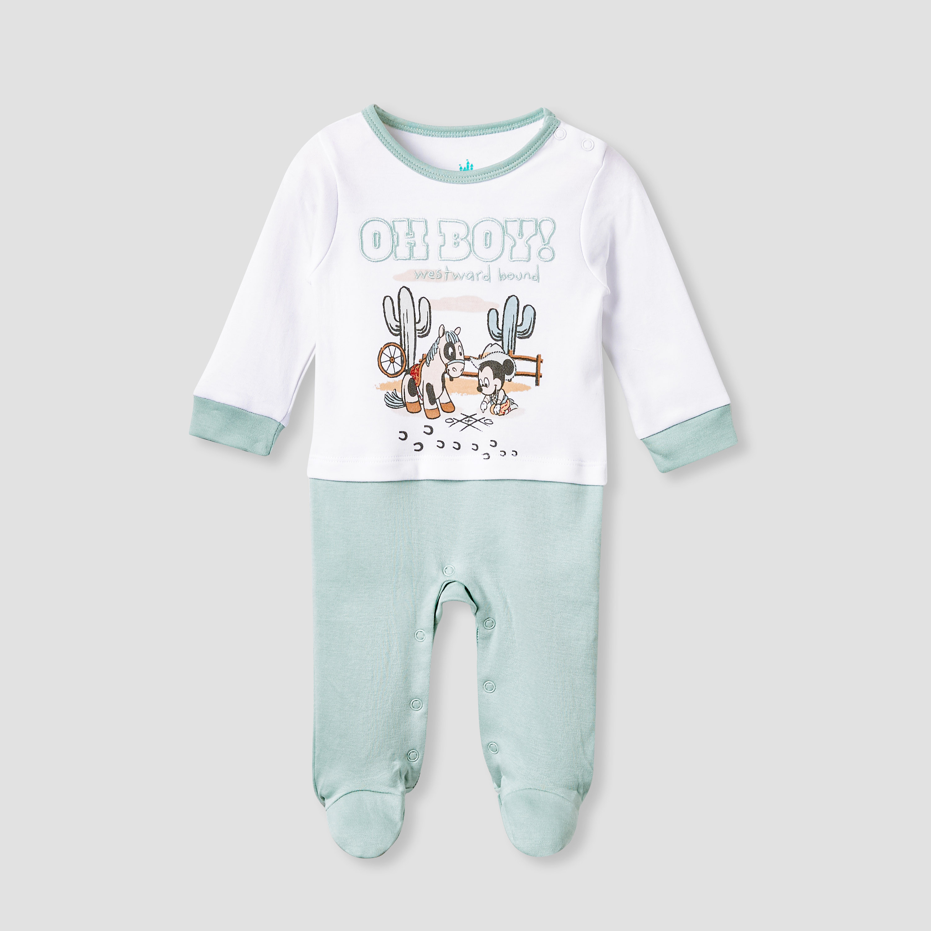 Disney Mickey Mouse Print Sleepsuit-baby-boys-clothing-nightwear-sleepsuits-image-1