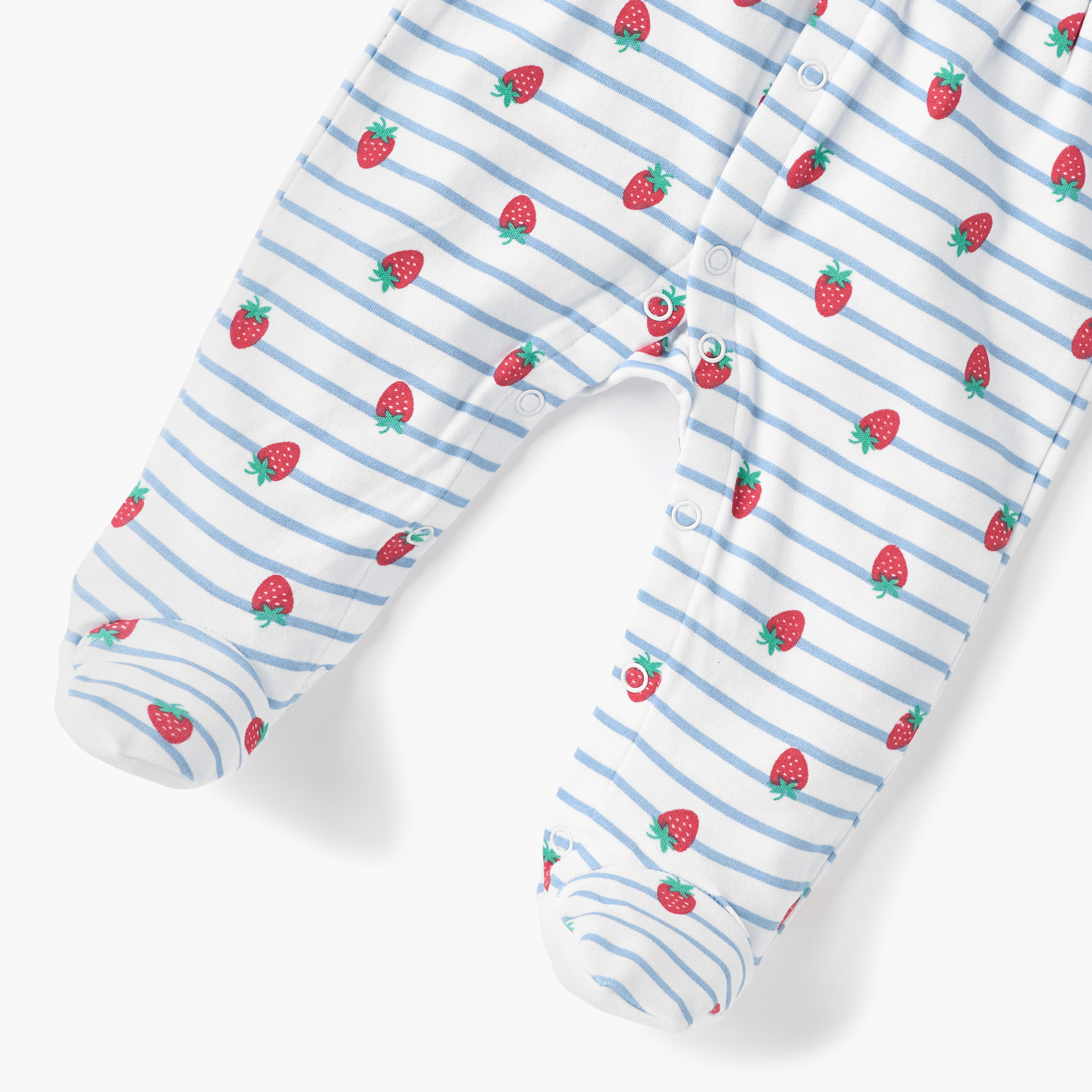 Juniors All-Over Strawberry Print Closed Feet Sleepsuit with Round Neck and Long Sleeves-baby-girls-clothing-nightwear-sleepsuits-image-4