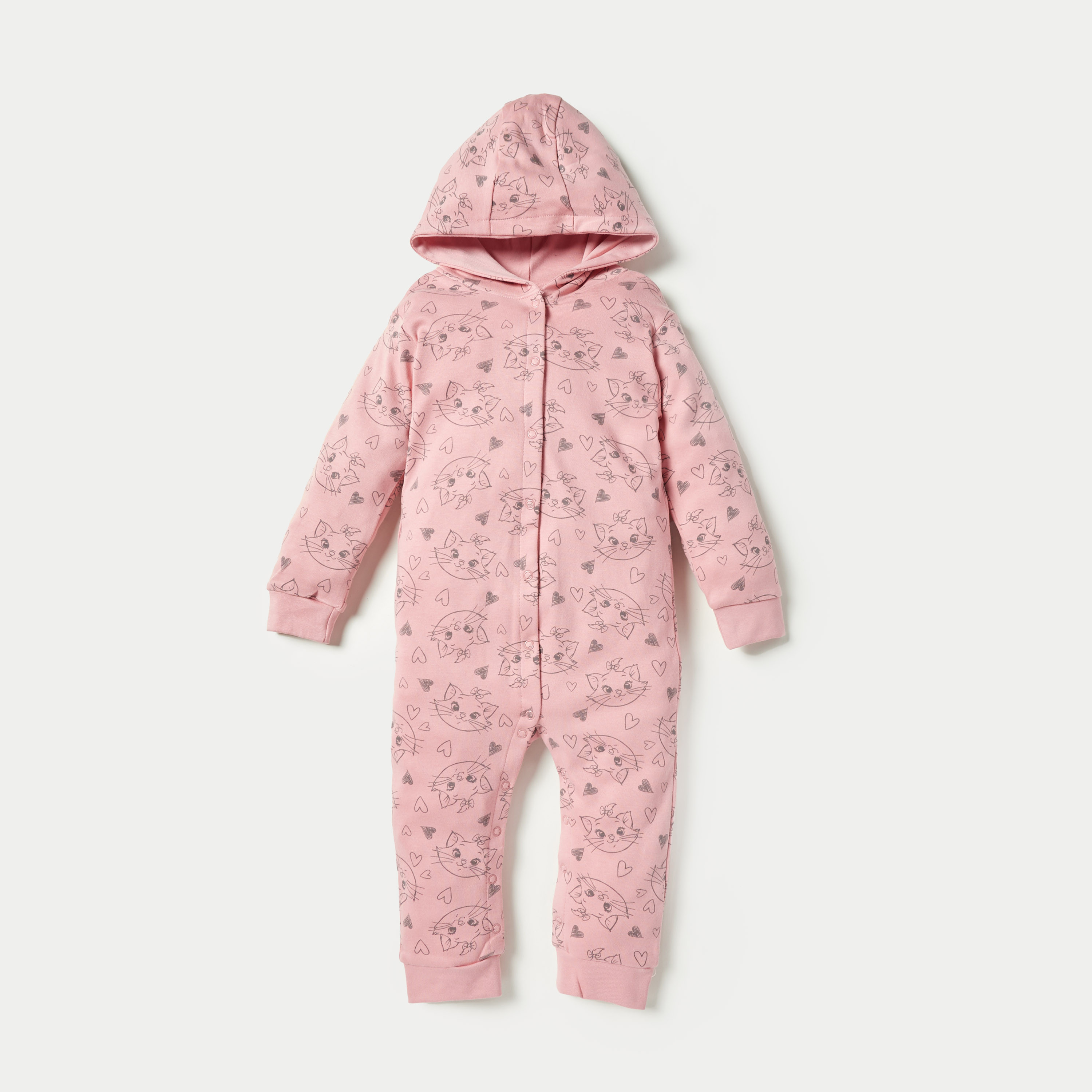 Disney All-Over Marie Print Sleepsuit with Hood-baby-girls-clothing-nightwear-sleepsuits-image-1