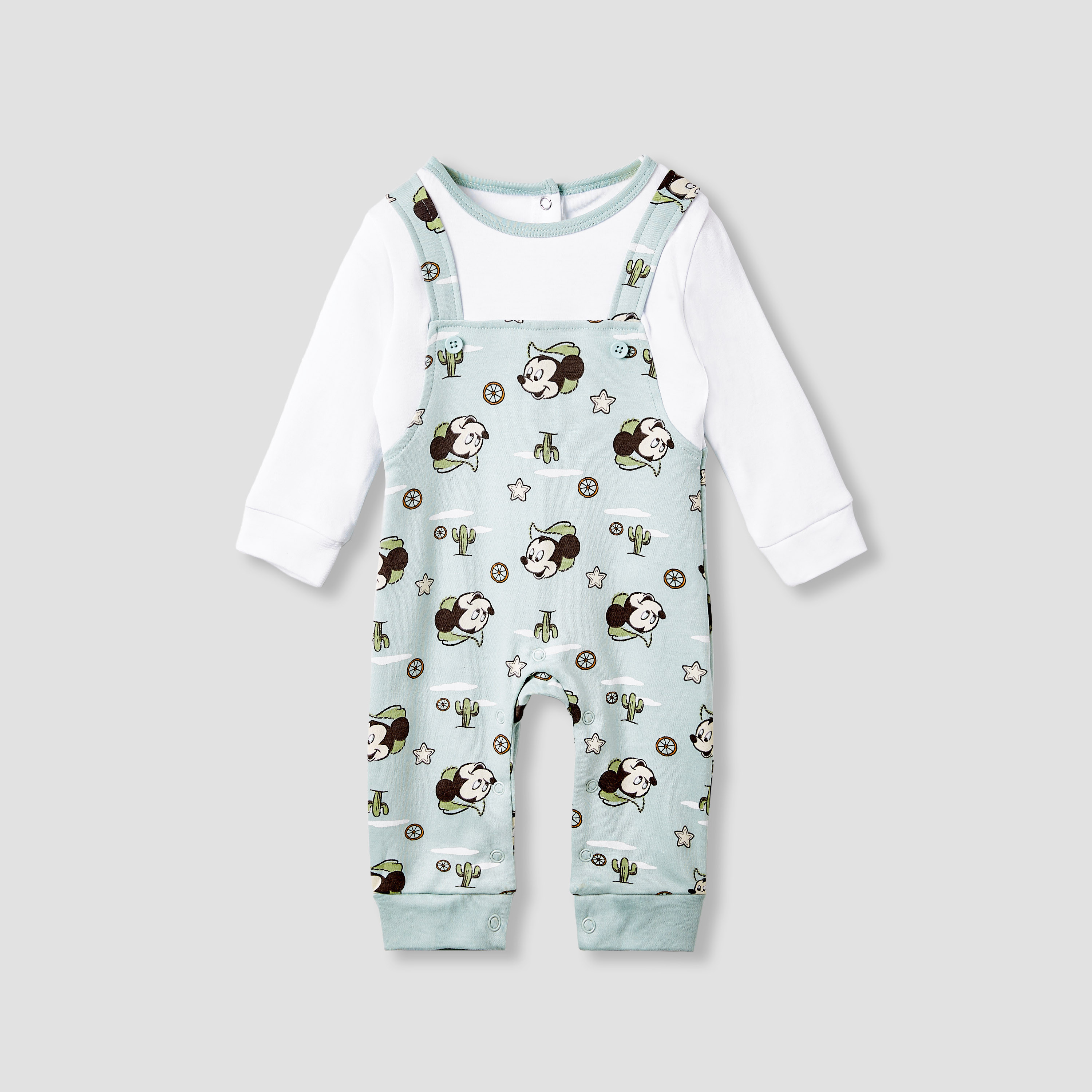 Disney Mickey Mouse Print Sleepsuit with Long Sleeves-baby-boys-clothing-nightwear-sleepsuits-image-1