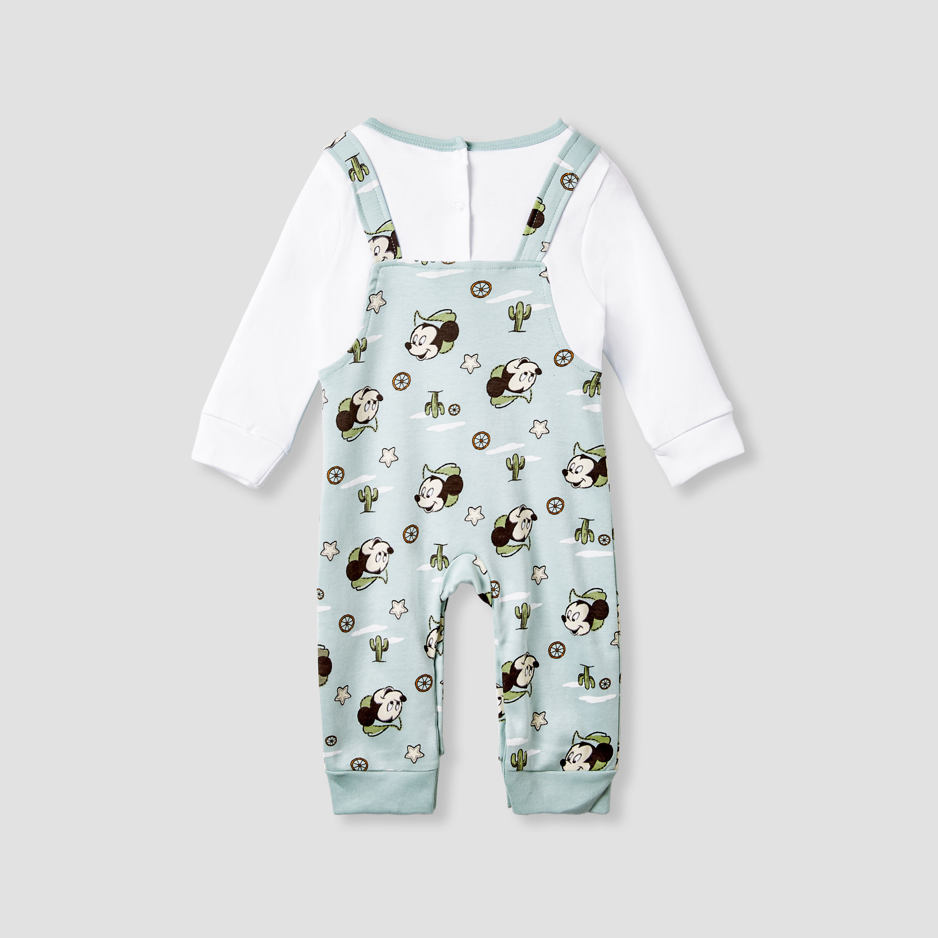 Disney Mickey Mouse Print Sleepsuit with Long Sleeves-baby-boys-clothing-nightwear-sleepsuits-image-2