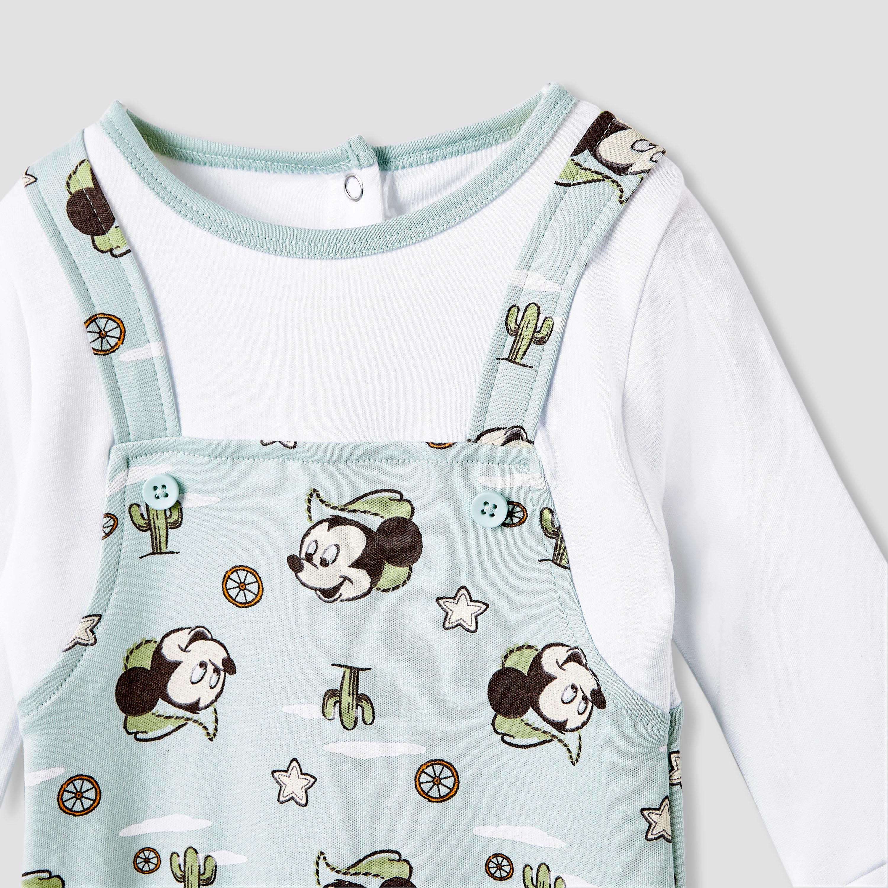 Disney Mickey Mouse Print Sleepsuit with Long Sleeves-baby-boys-clothing-nightwear-sleepsuits-image-3