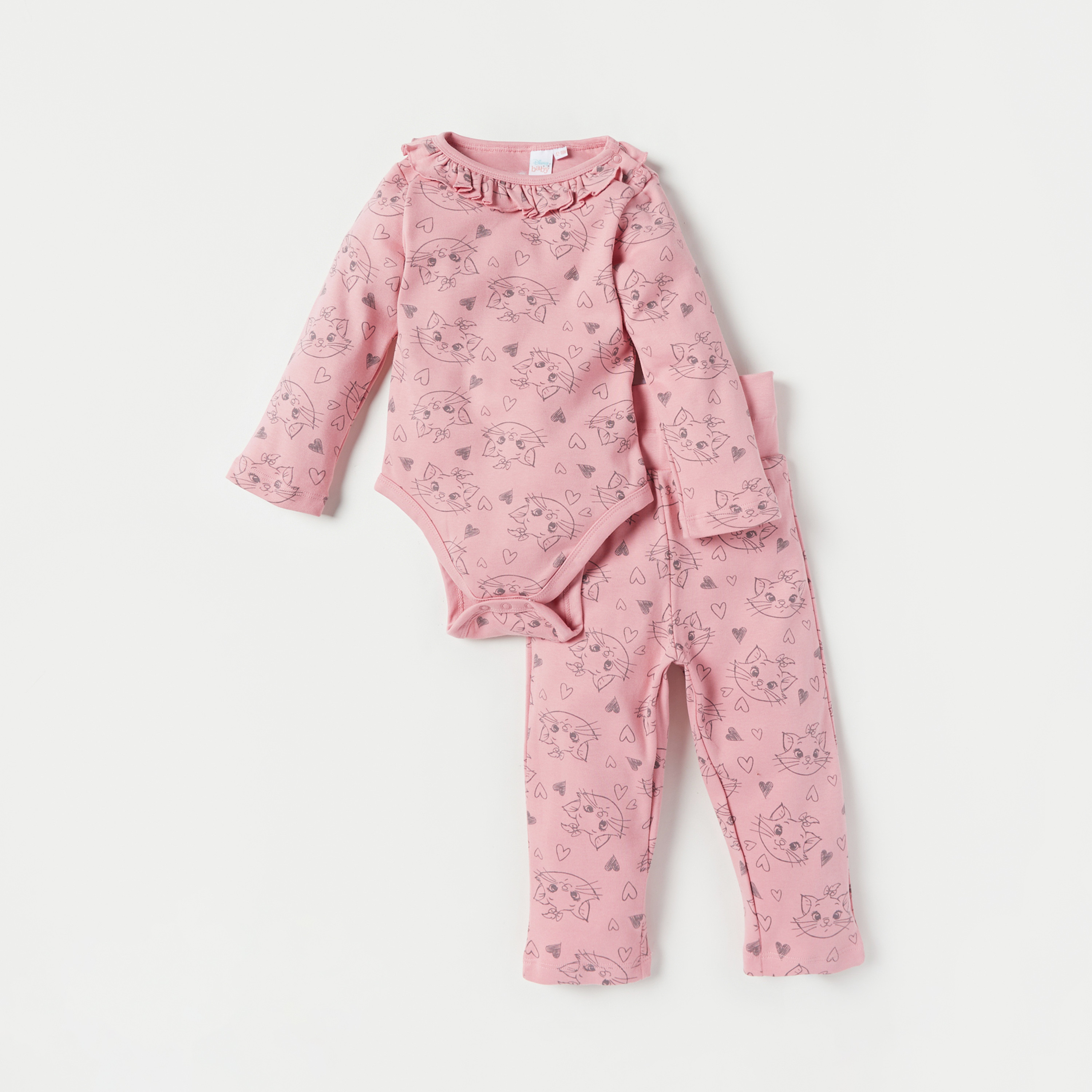 Disney All-Over Marie Print Bodysuit and Pyjama Set-baby-boys-clothing-nightwear-pyjamasets-image-1