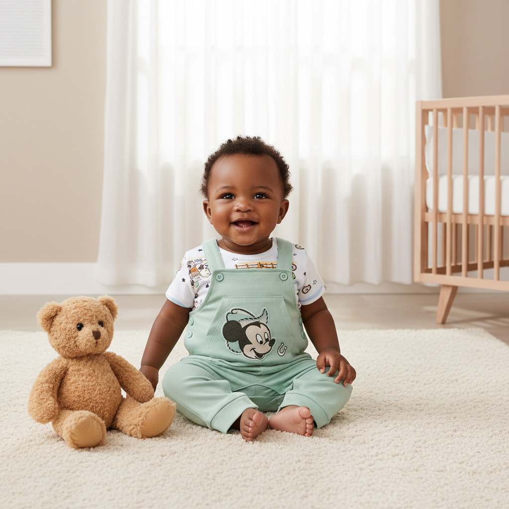 Disney Mickey Mouse Print T-shirt and Dungaree Set-baby-boys-clothing-setsandcoords-image-7